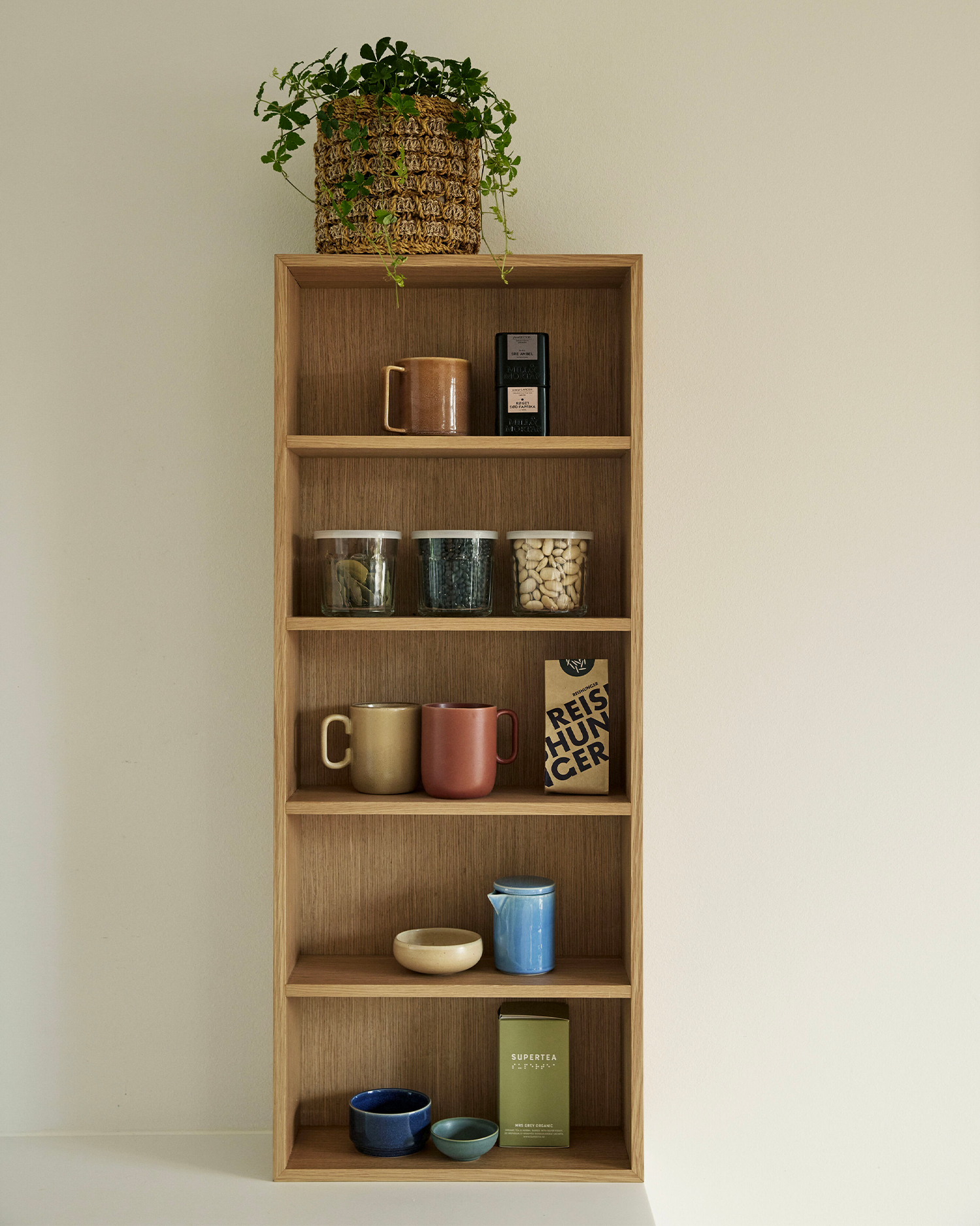Scaffale in legno di quercia Kappu