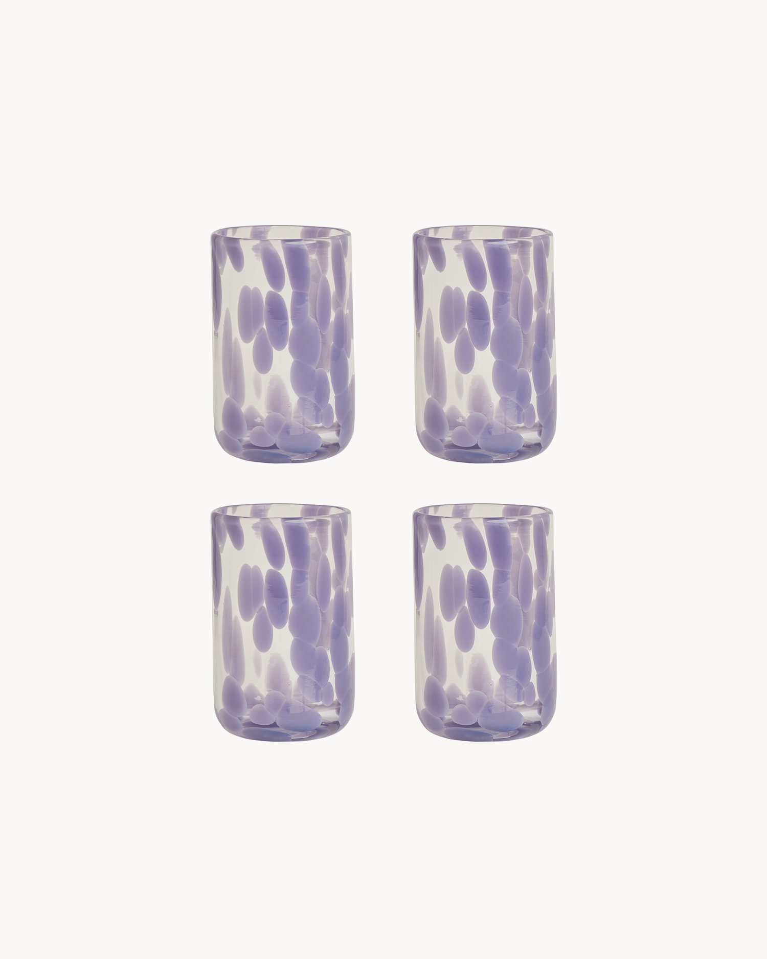 Set 4 bicchieri in vetro fatti a mano con decoro Jali, viola