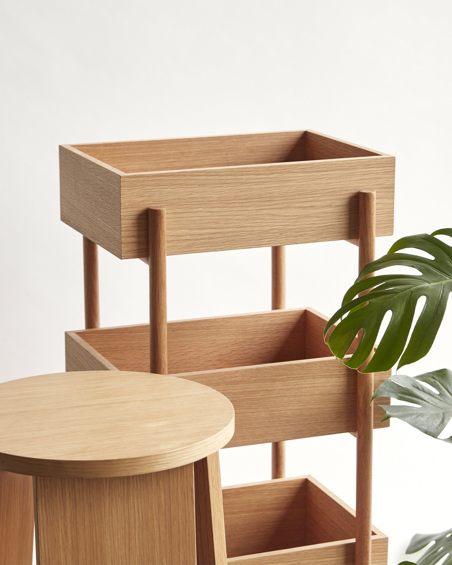 Tavolino consolle in legno di rovere Stack