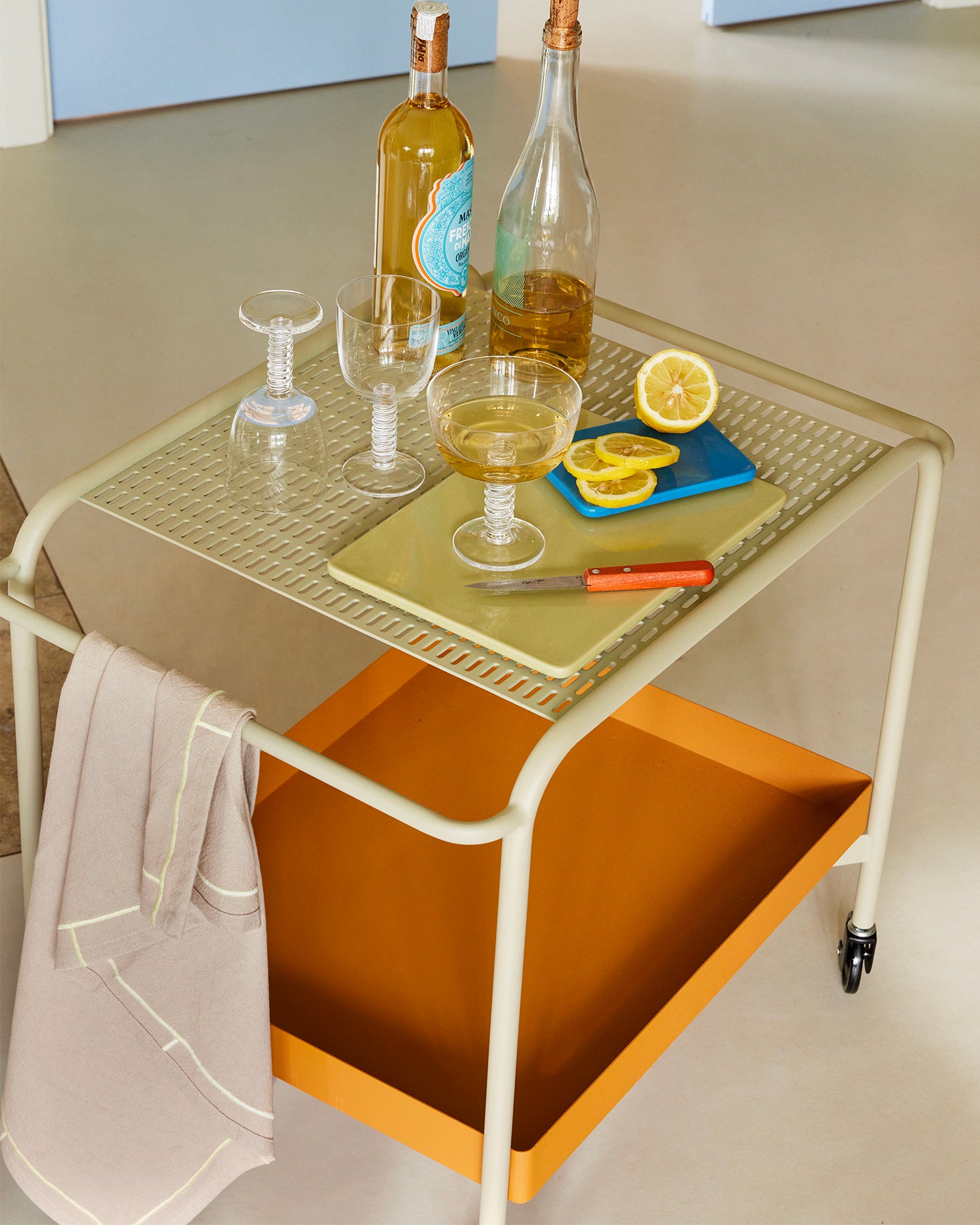 Carrello portaoggetti in acciaio Push