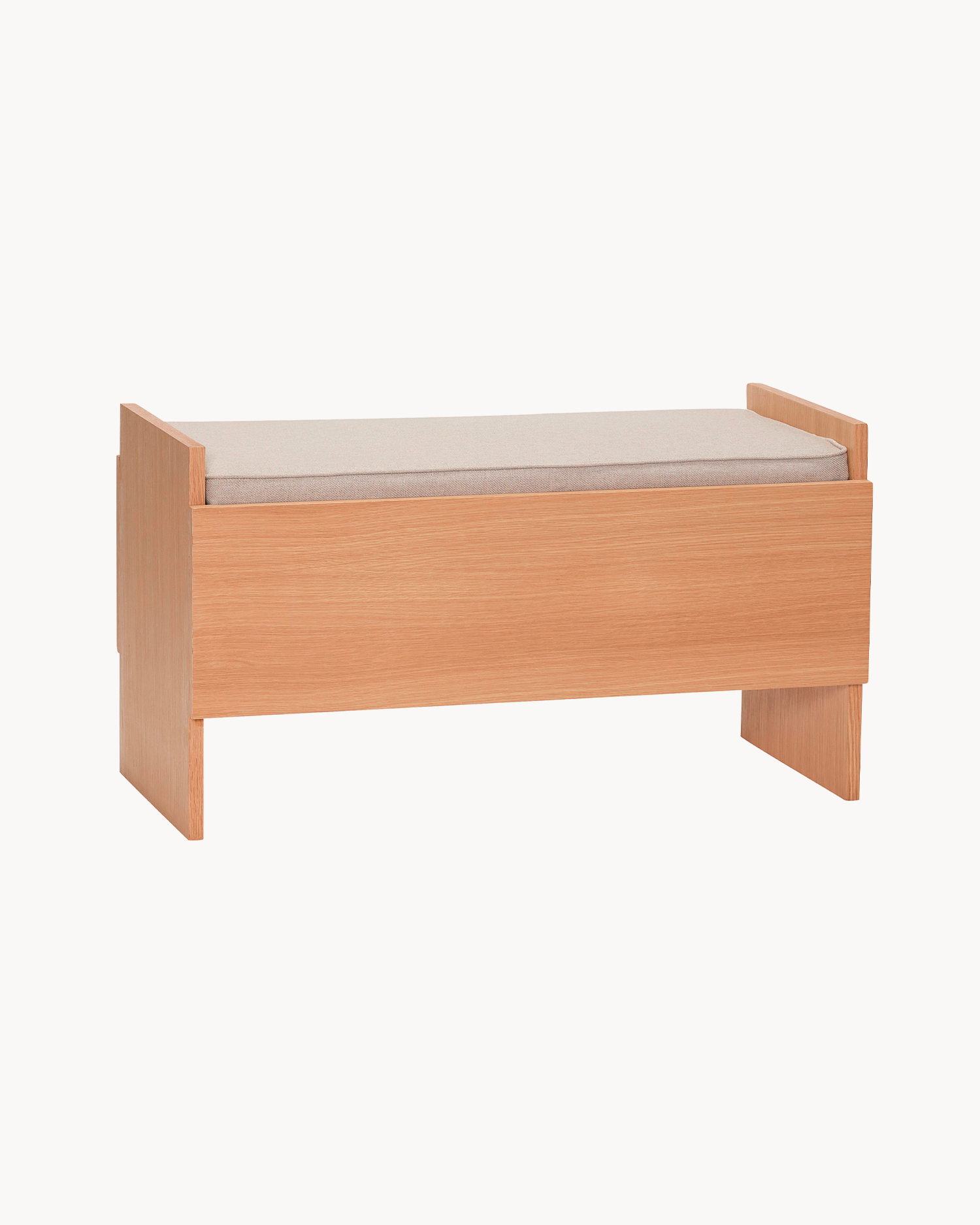 Panca in legno di rovere con contenitore e cuscino Forma
