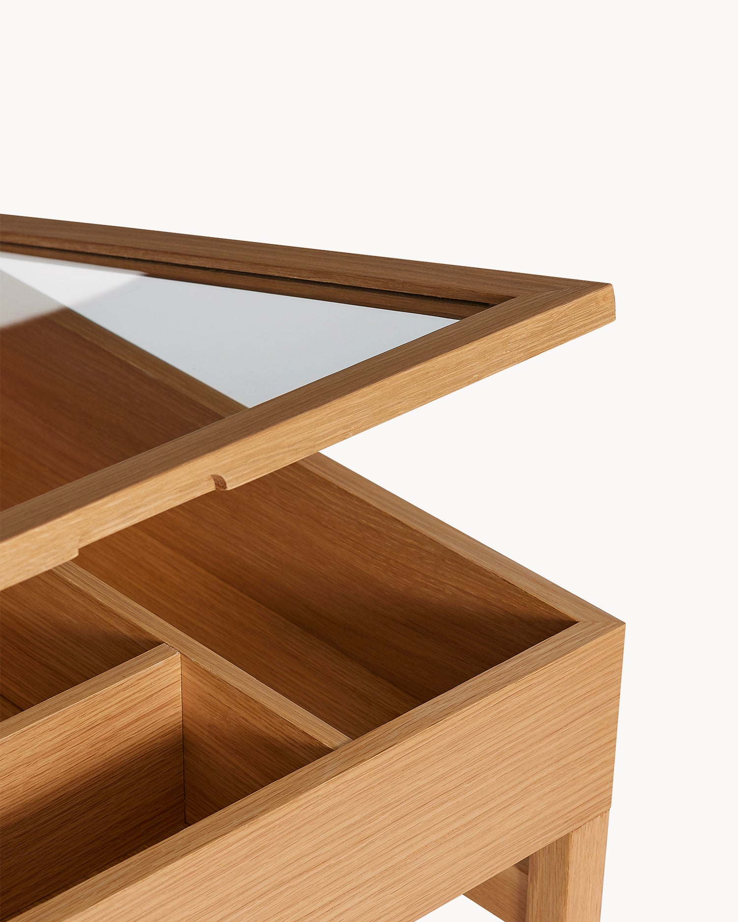 Tavolino da salotto in legno e vetro contenitore Glitz