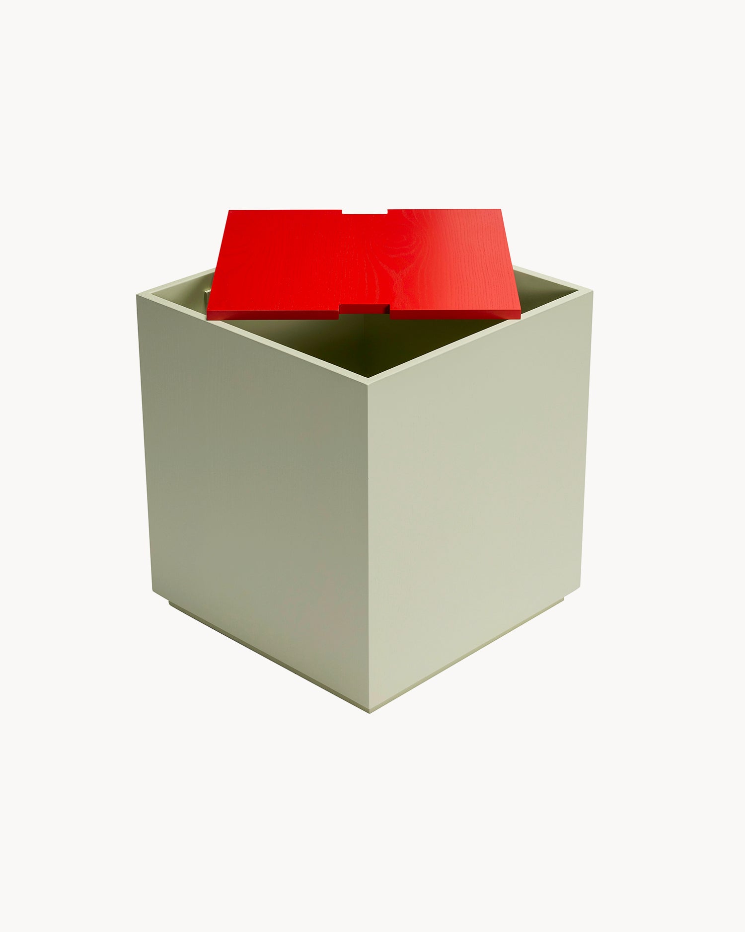 Tavolino in legno con contenitore Vault, verde chiaro e rosso