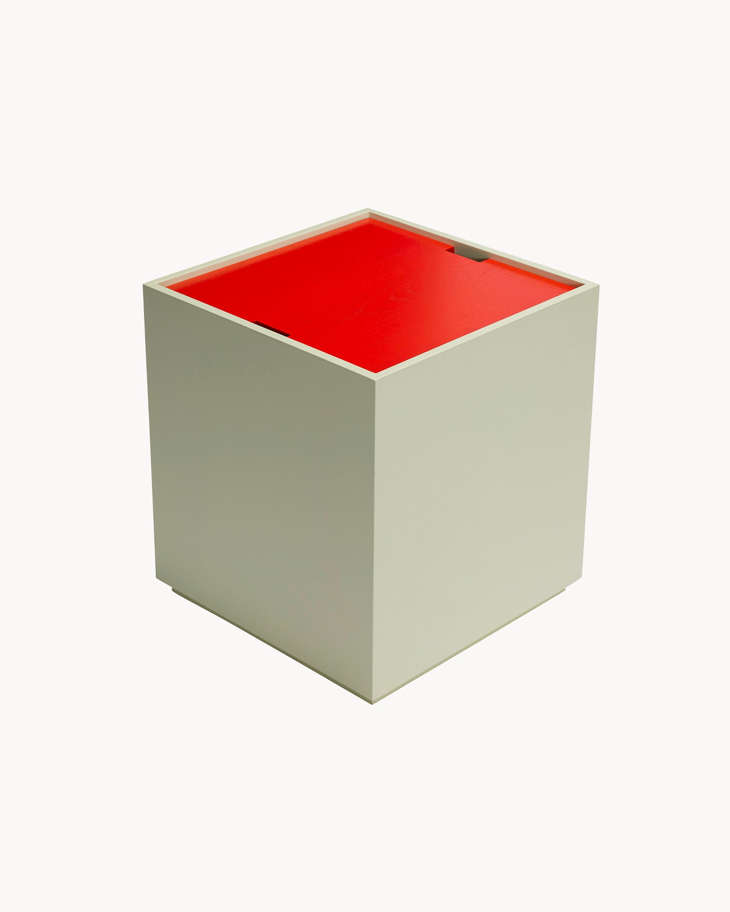 Tavolino in legno con contenitore Vault, verde chiaro e rosso