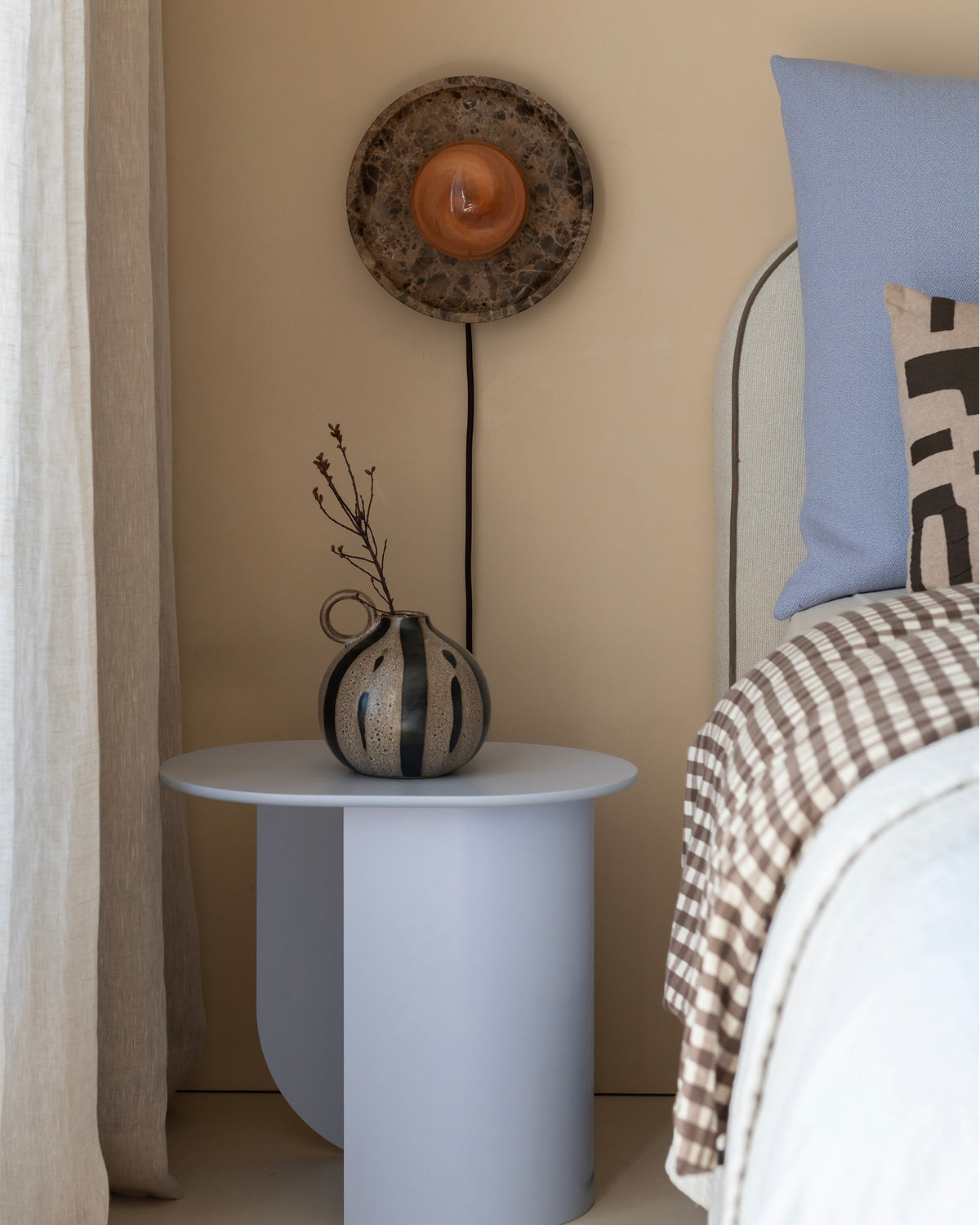 Lampada da soffitto e parete in travertino e vetro Tivoli
