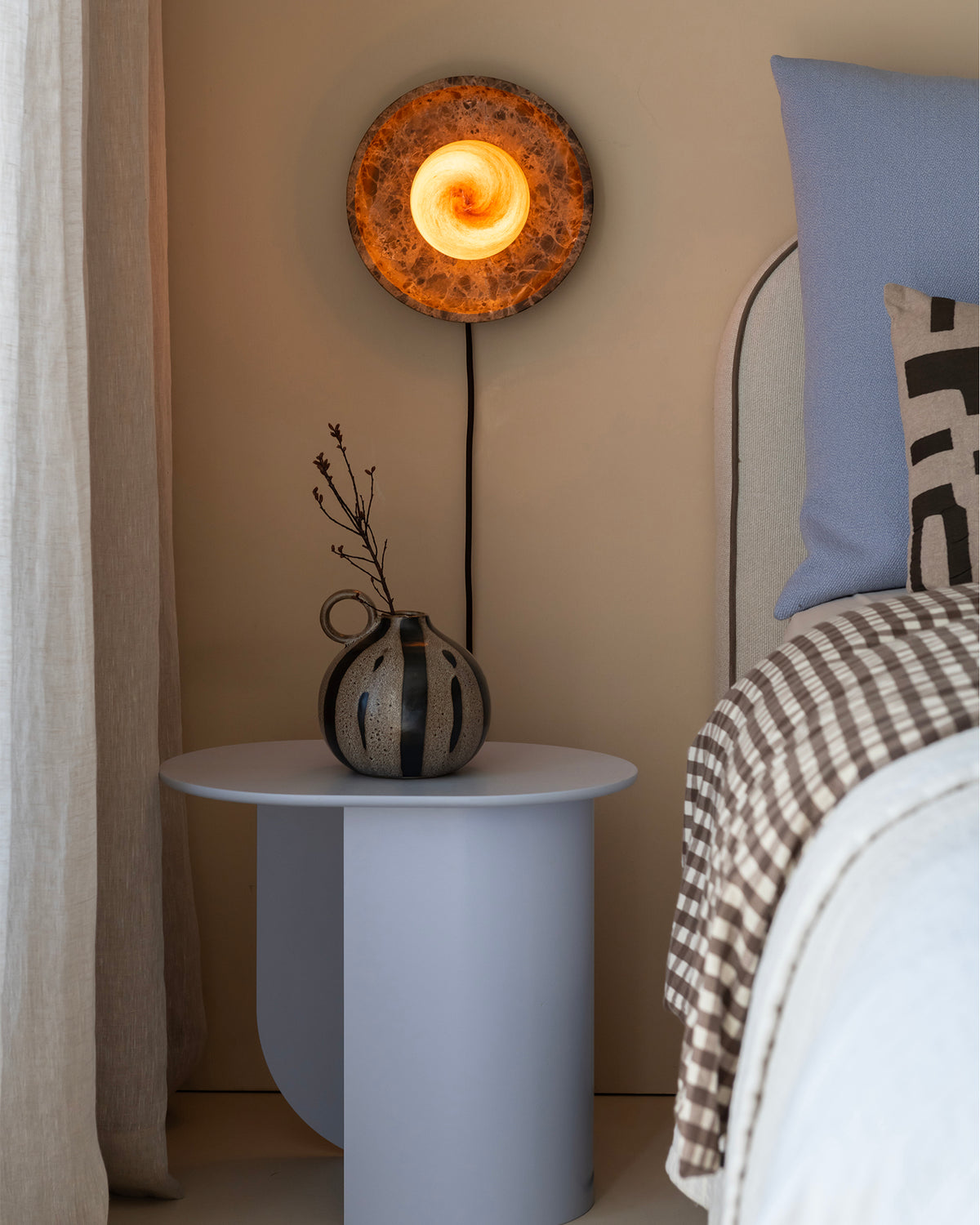 Lampada da soffitto e parete in travertino e vetro Tivoli