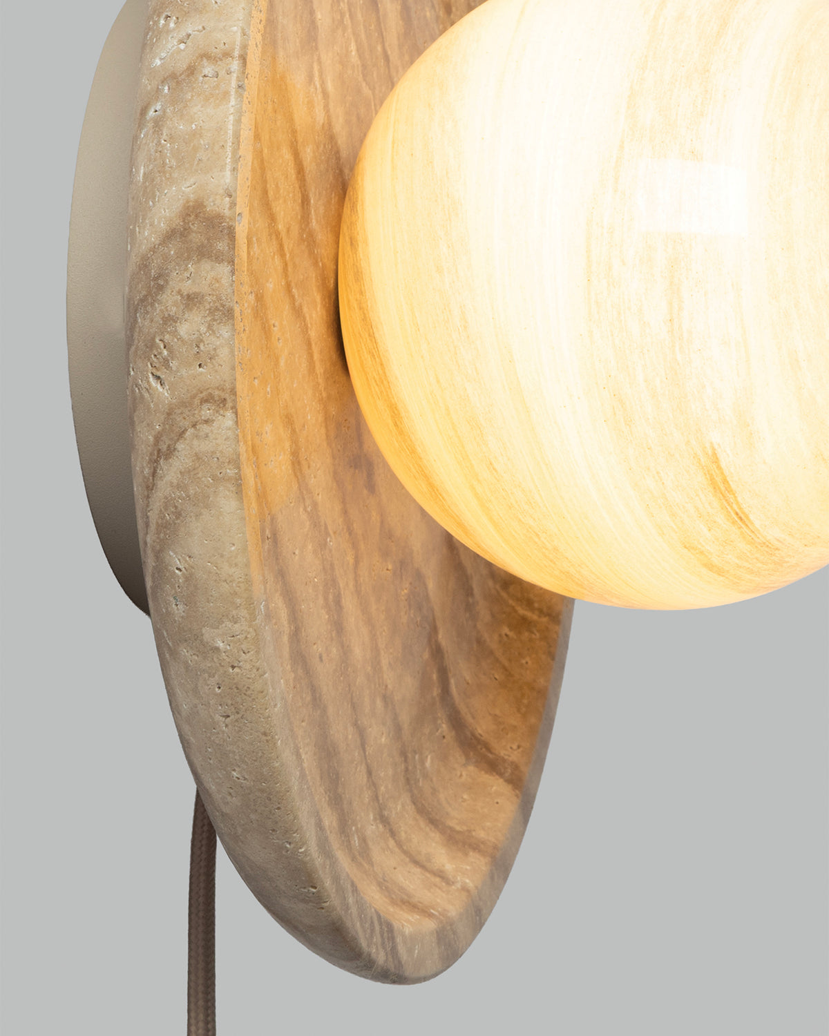 Lampada da soffitto e parete in travertino e vetro Tivoli