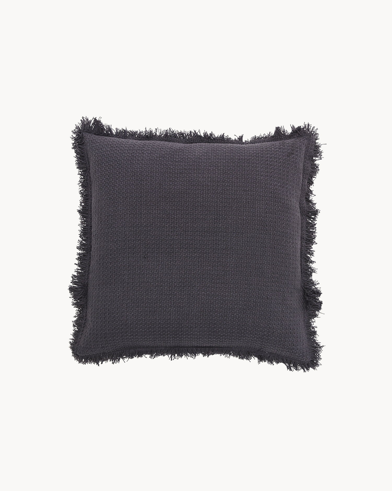 Cuscino in cotone lavorato a mano Fioelle, grigio scuro