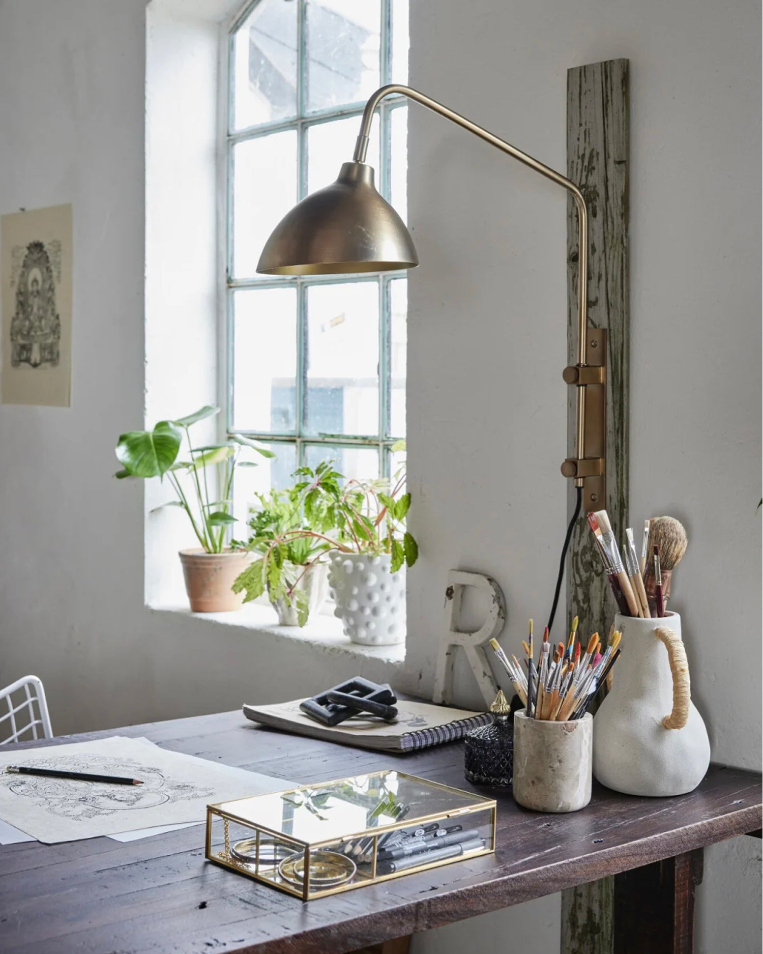 Contenitore rotondo in marmo Ellia, beige