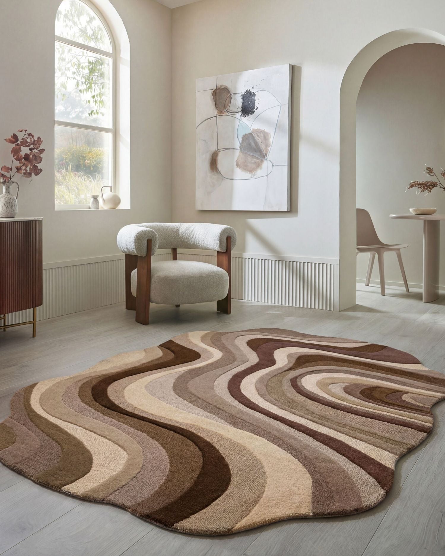 Tappeto ovale astratto in lana Envy