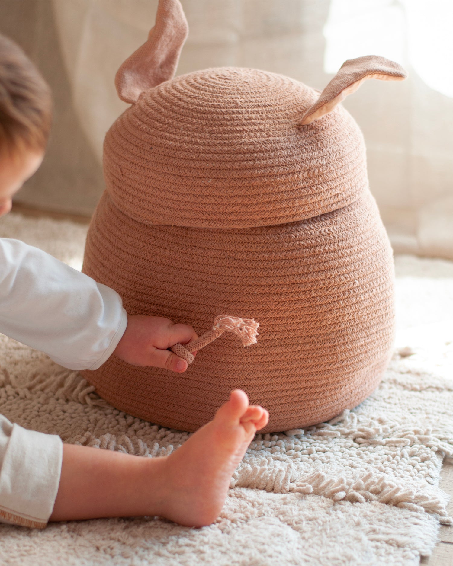 Cesto con coperchio realizzato a mano Peggy the Pig
