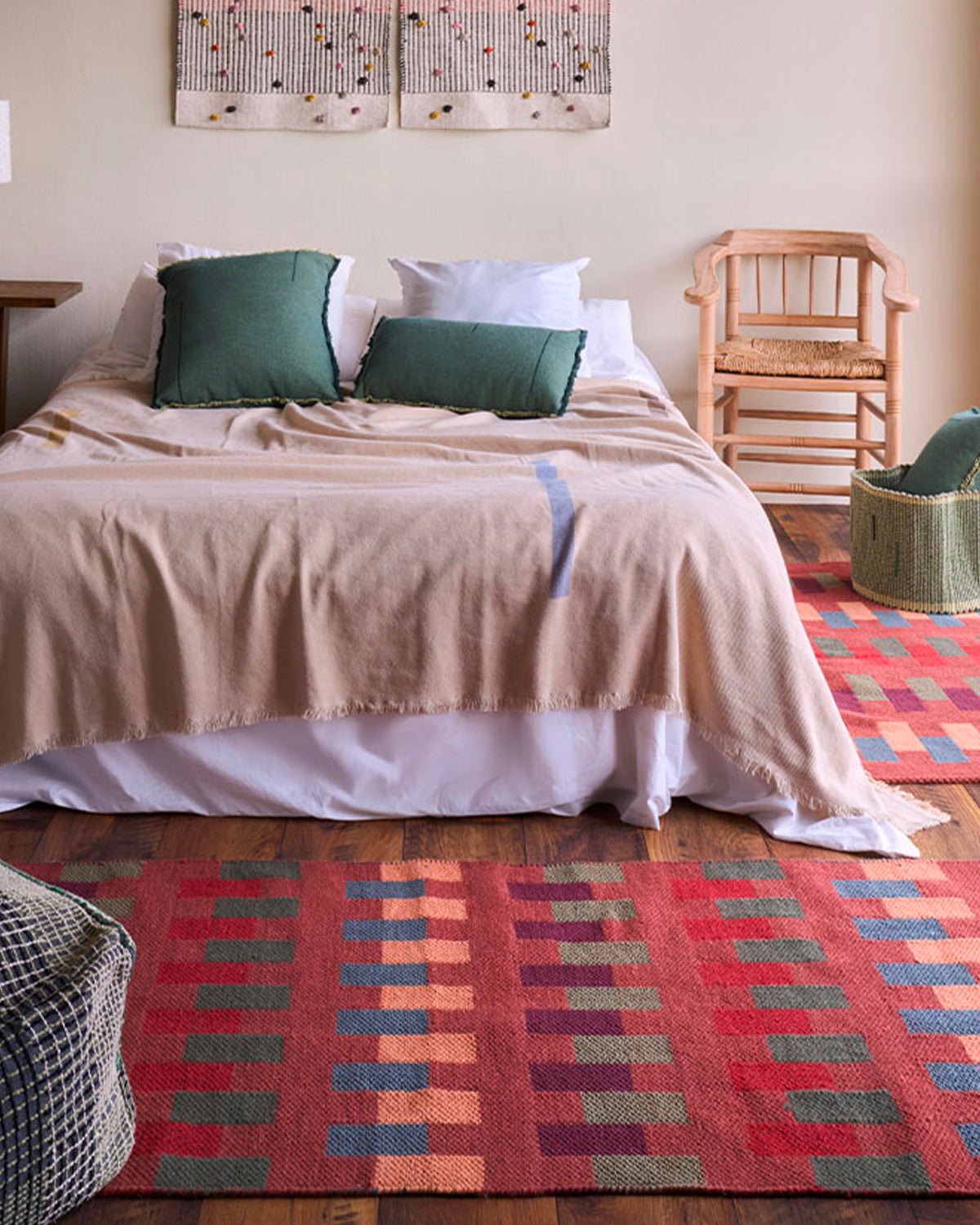 Runner handloom in lana e cotone Intersecting