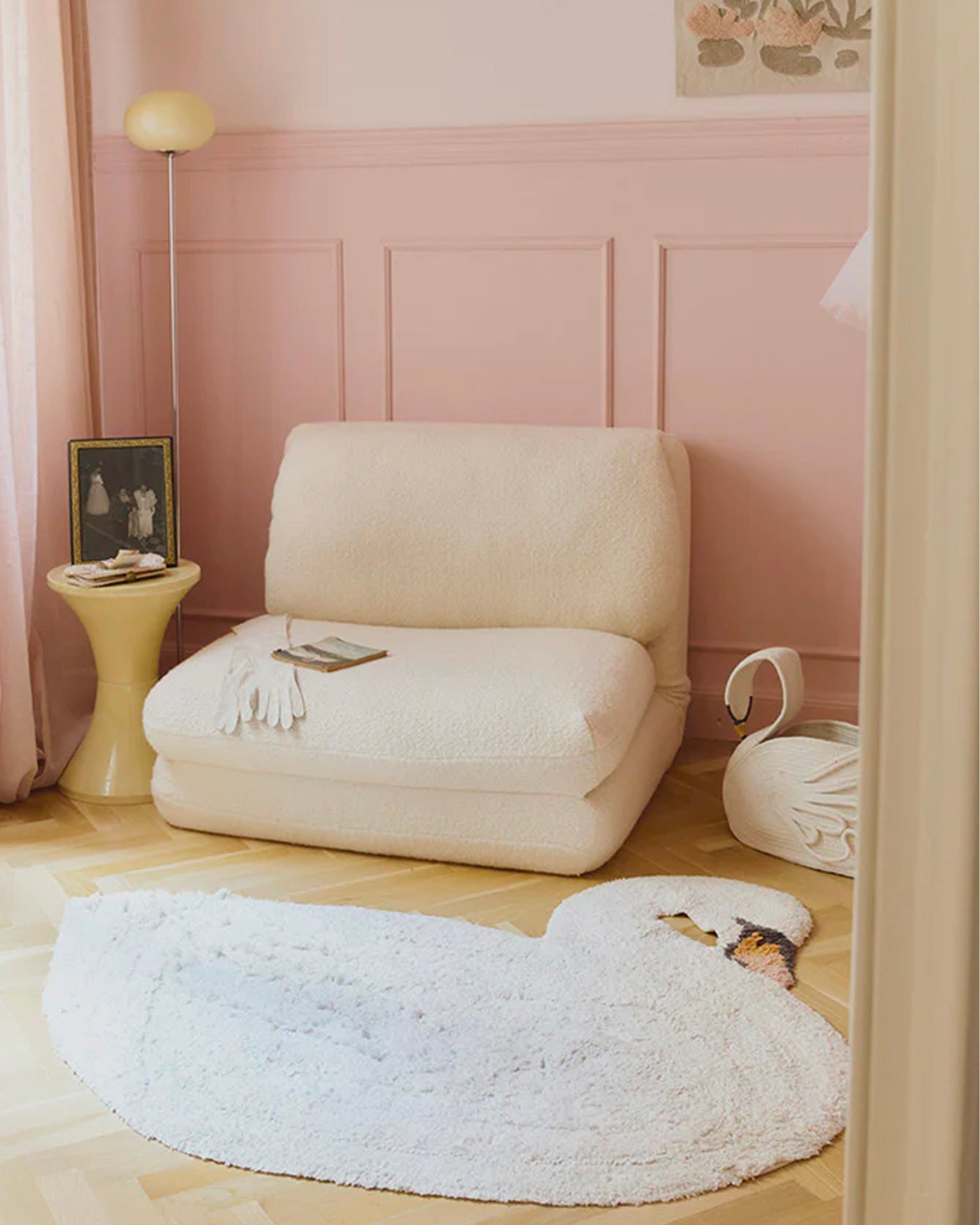 Tappeto lavabile in cotone realizzato a mano Swan