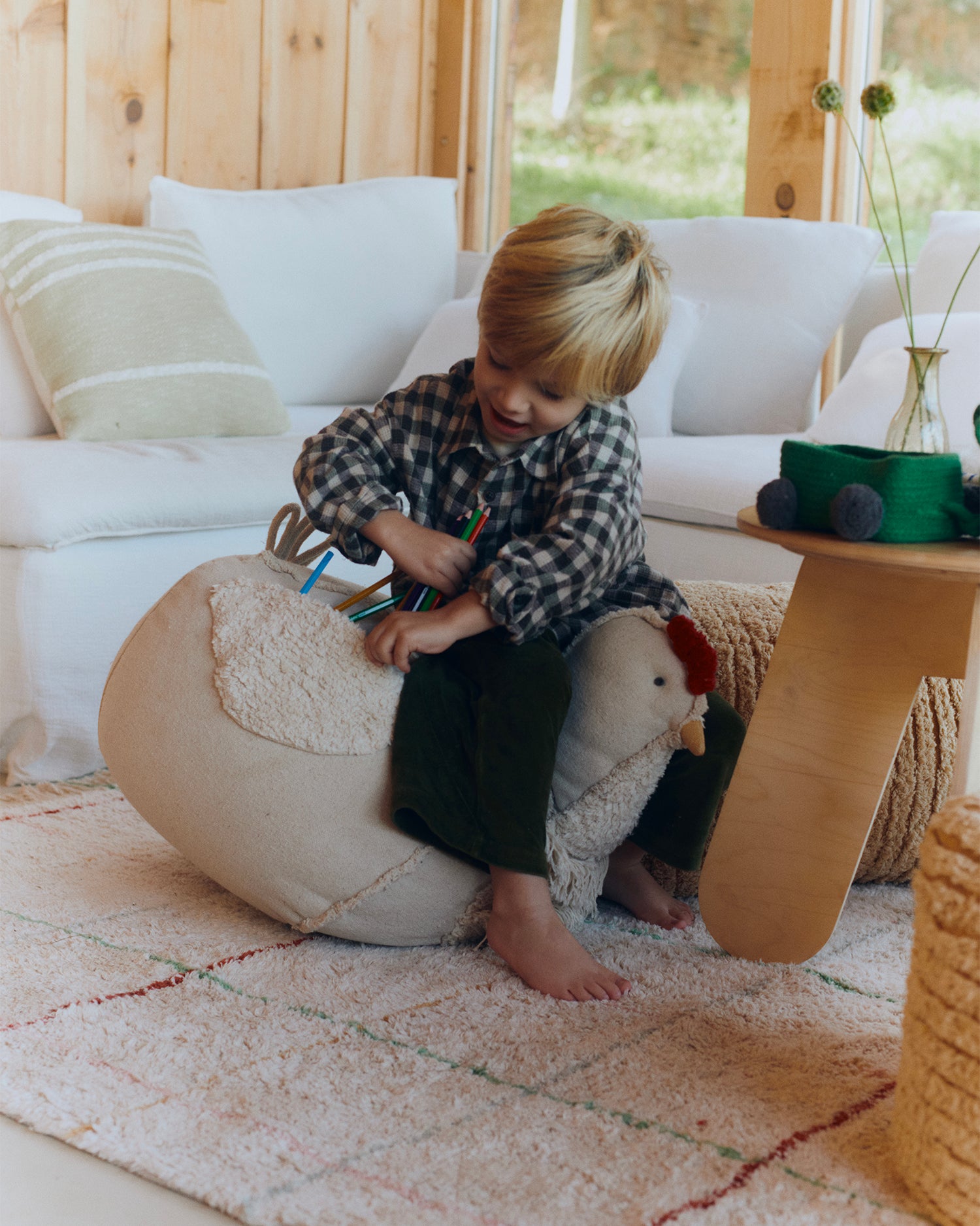 Pouf in cotone per bambini Chicken