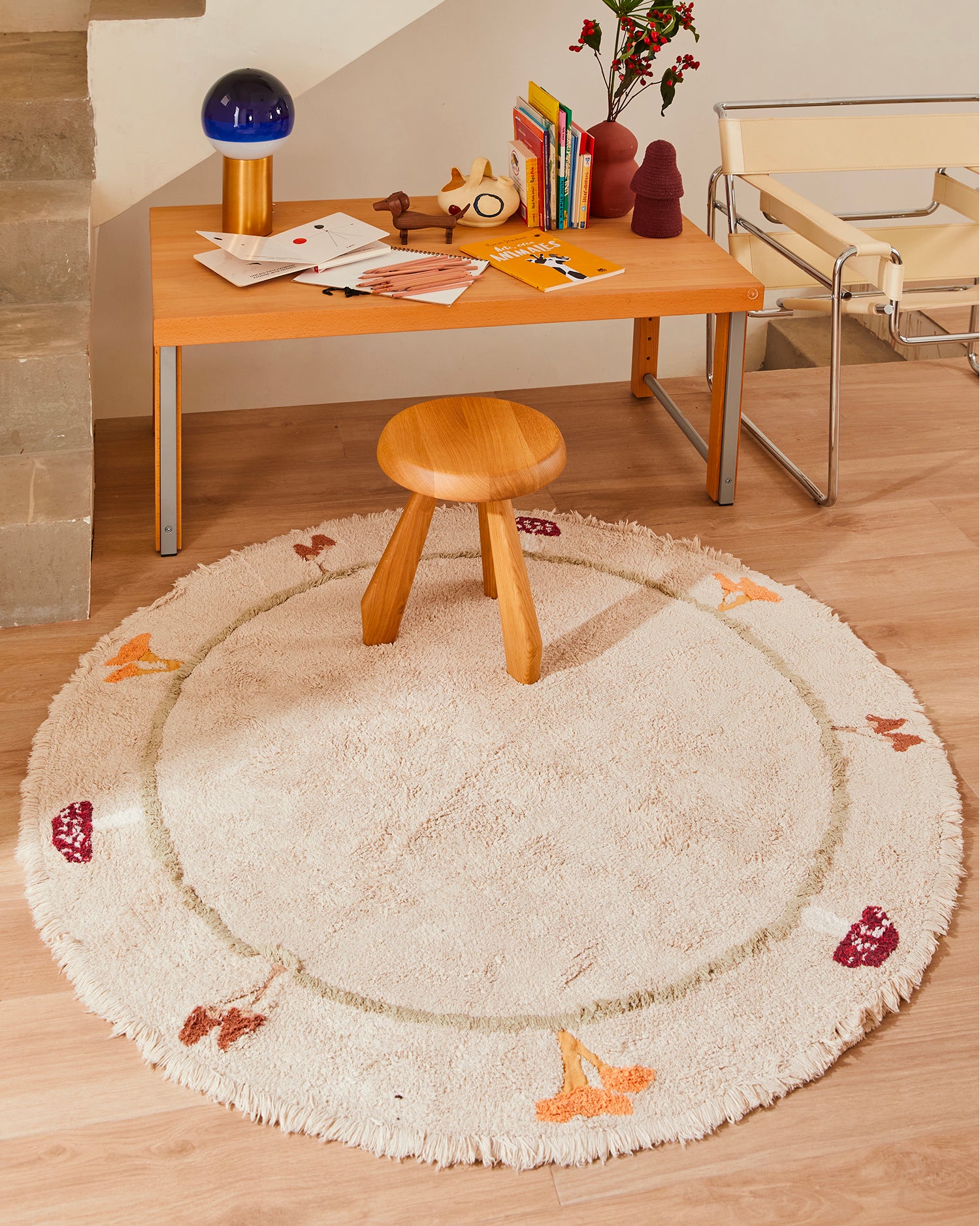 Tappeto lavabile in cotone realizzato a mano Chanterelle