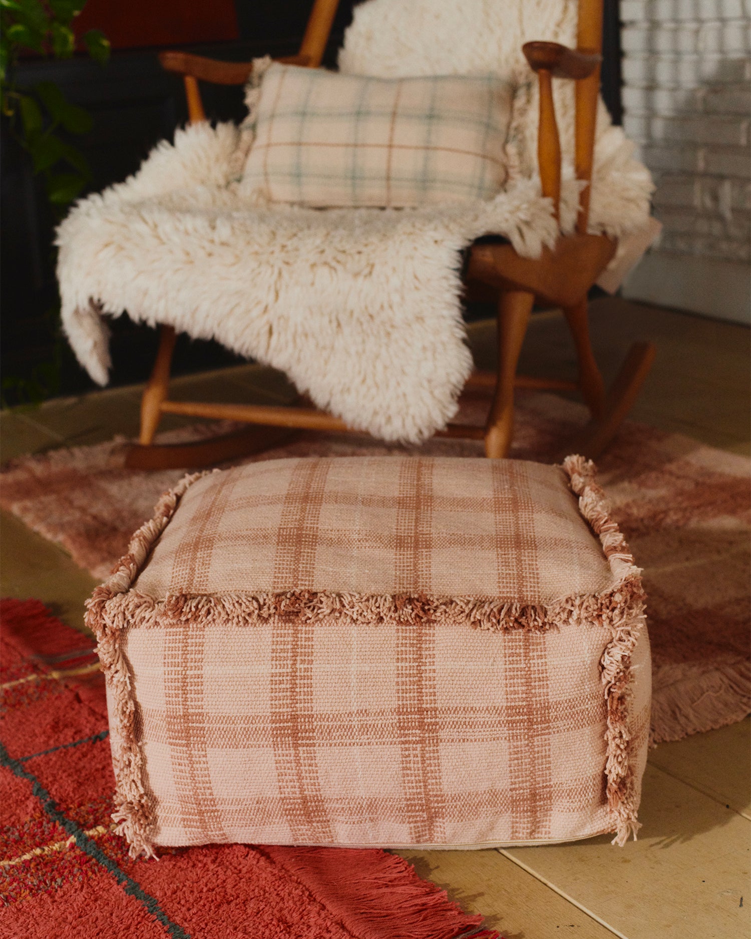 Pouf in cotone realizzato a mano Handloom