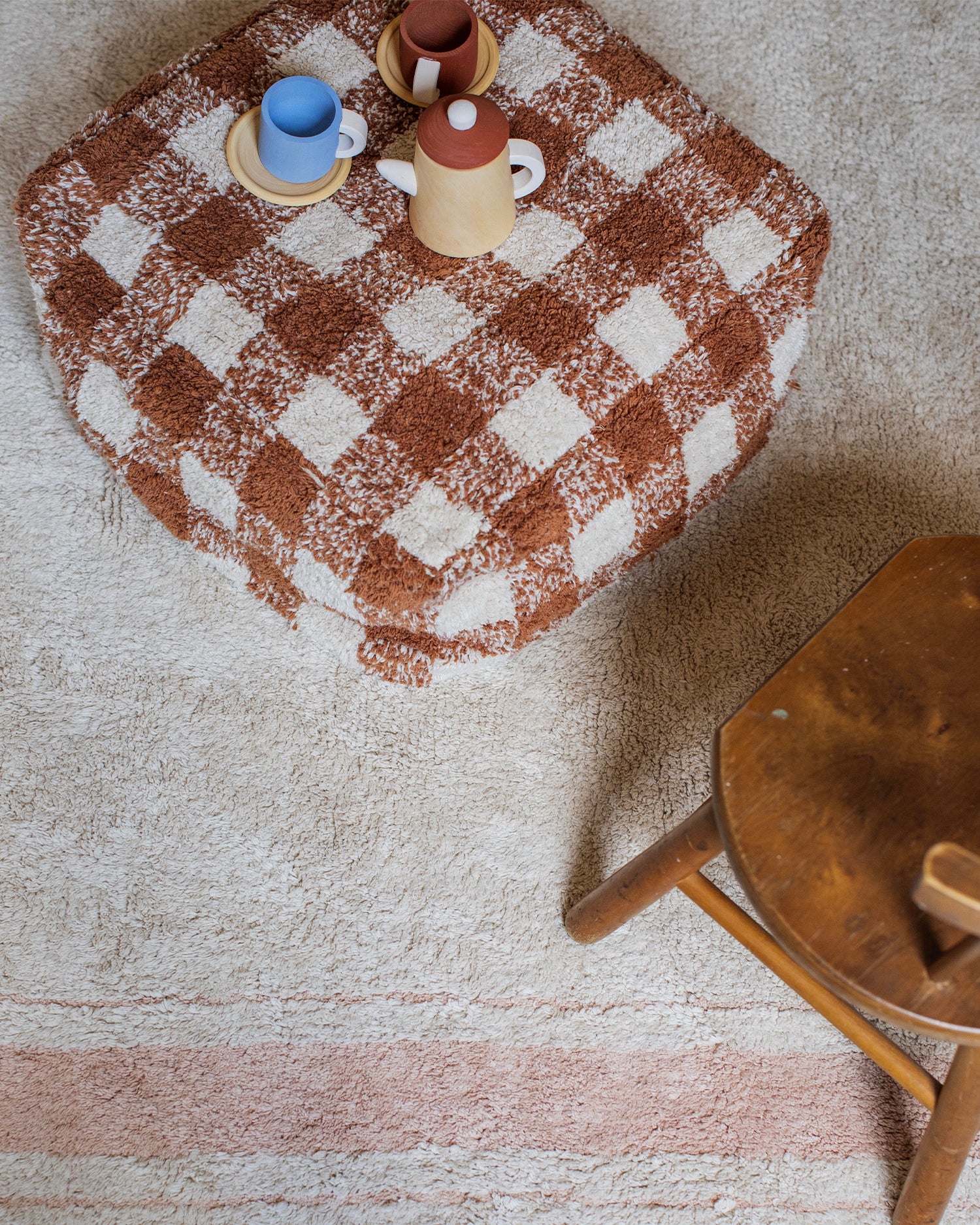 Pouf per bambini in cotone Vichy