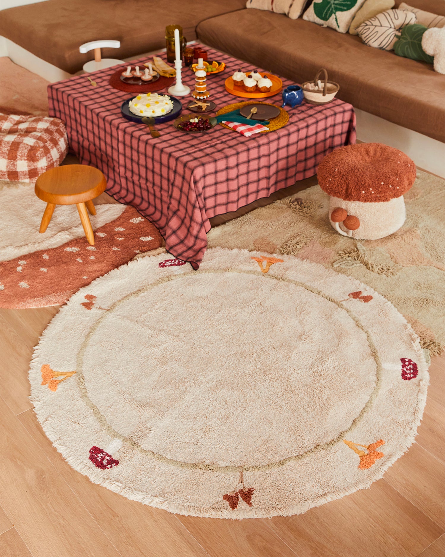 Tappeto lavabile in cotone realizzato a mano Chanterelle