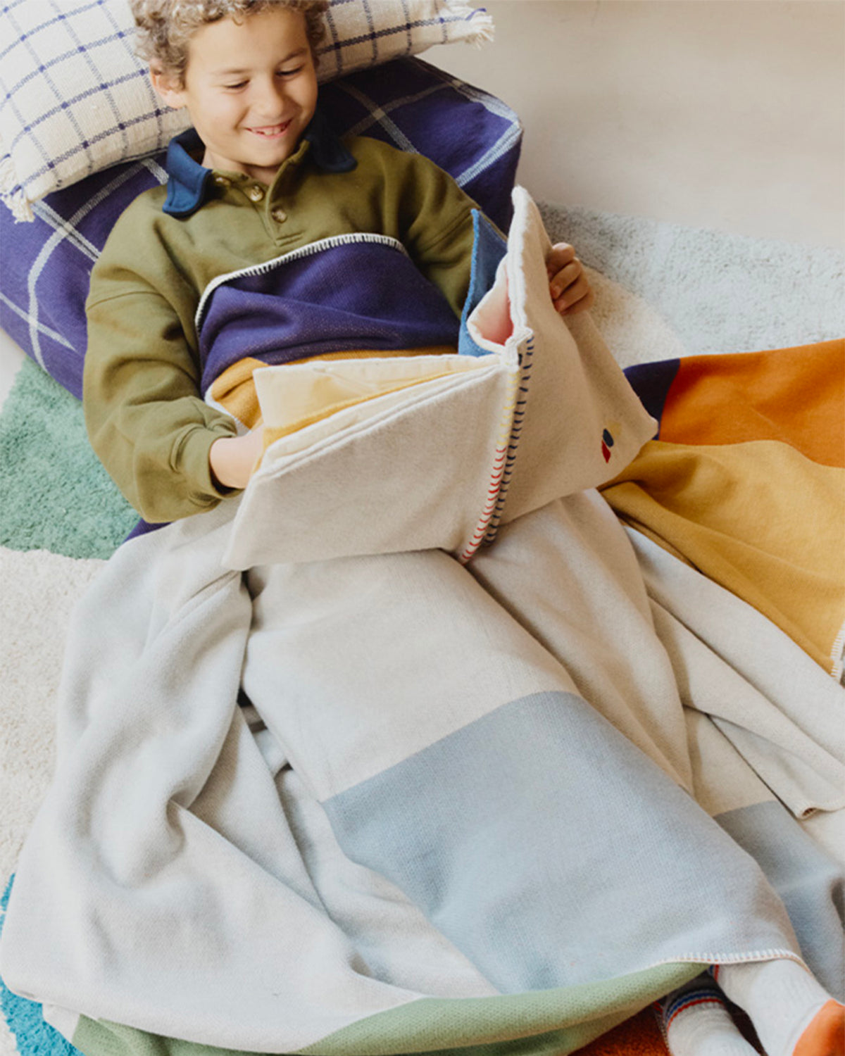 Coperta in cotone lavorata a maglia Color Composition