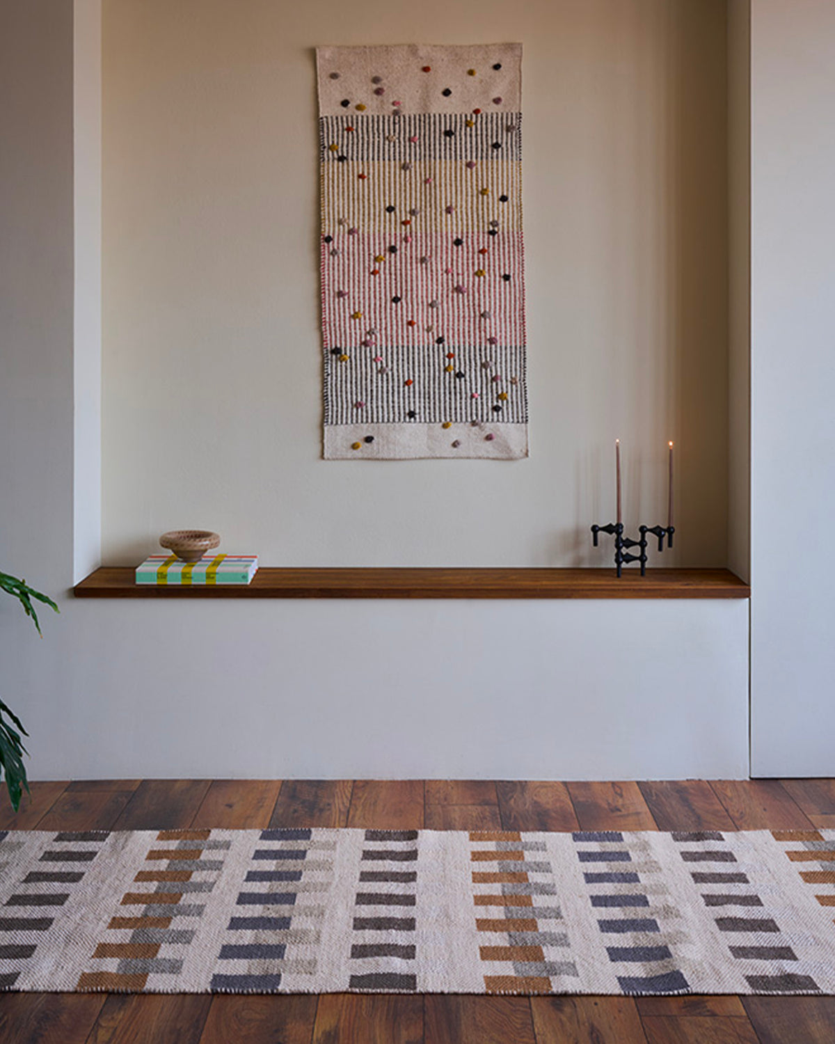 Runner handloom in lana e cotone Intersecting
