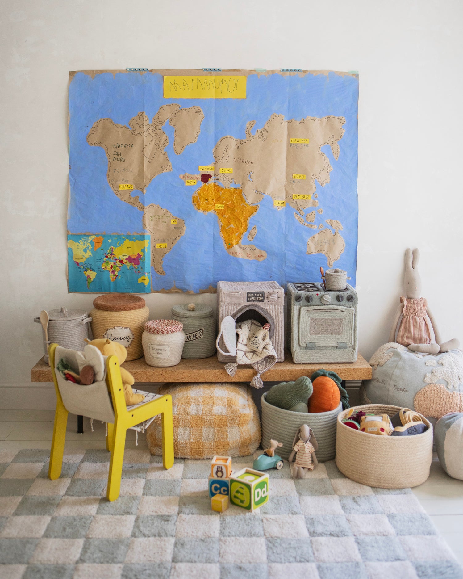 Tappeto lavabile in cotone realizzato a mano Tiles