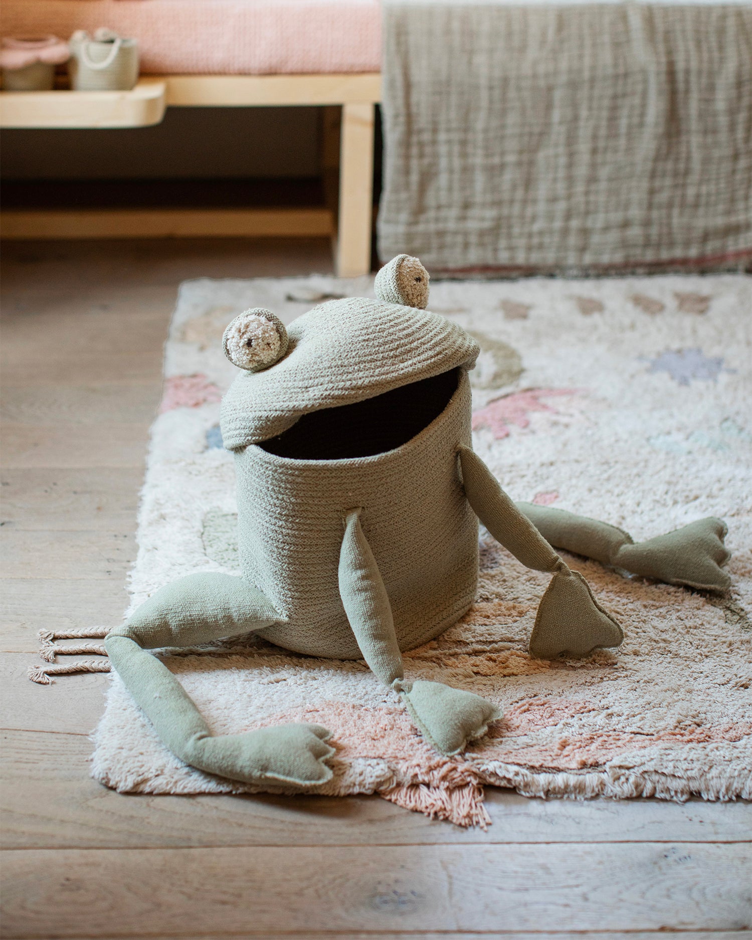 Cesto con coperchio realizzato a mano Fred the Frog