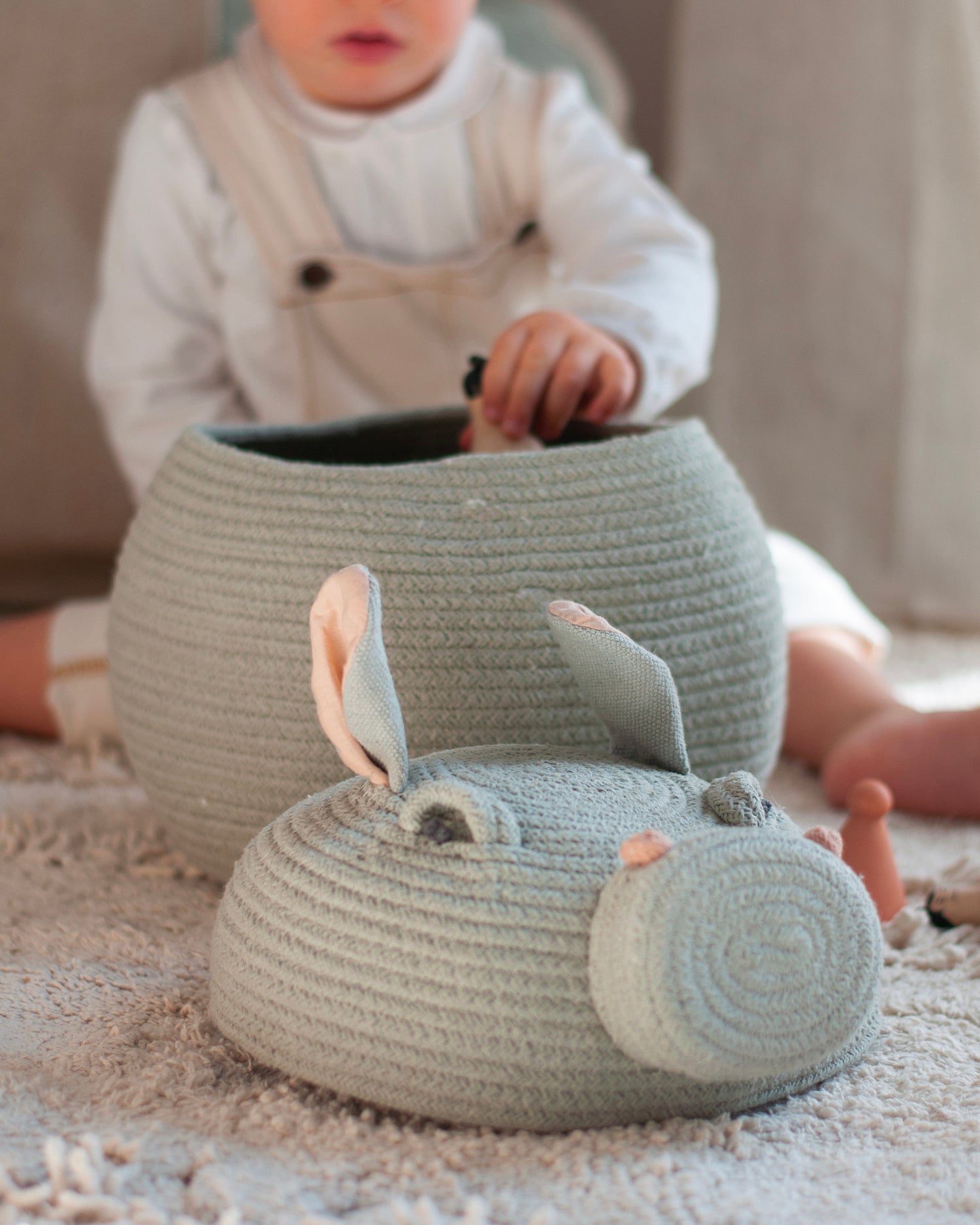 Cesto con coperchio realizzato a mano Henry the Hippo
