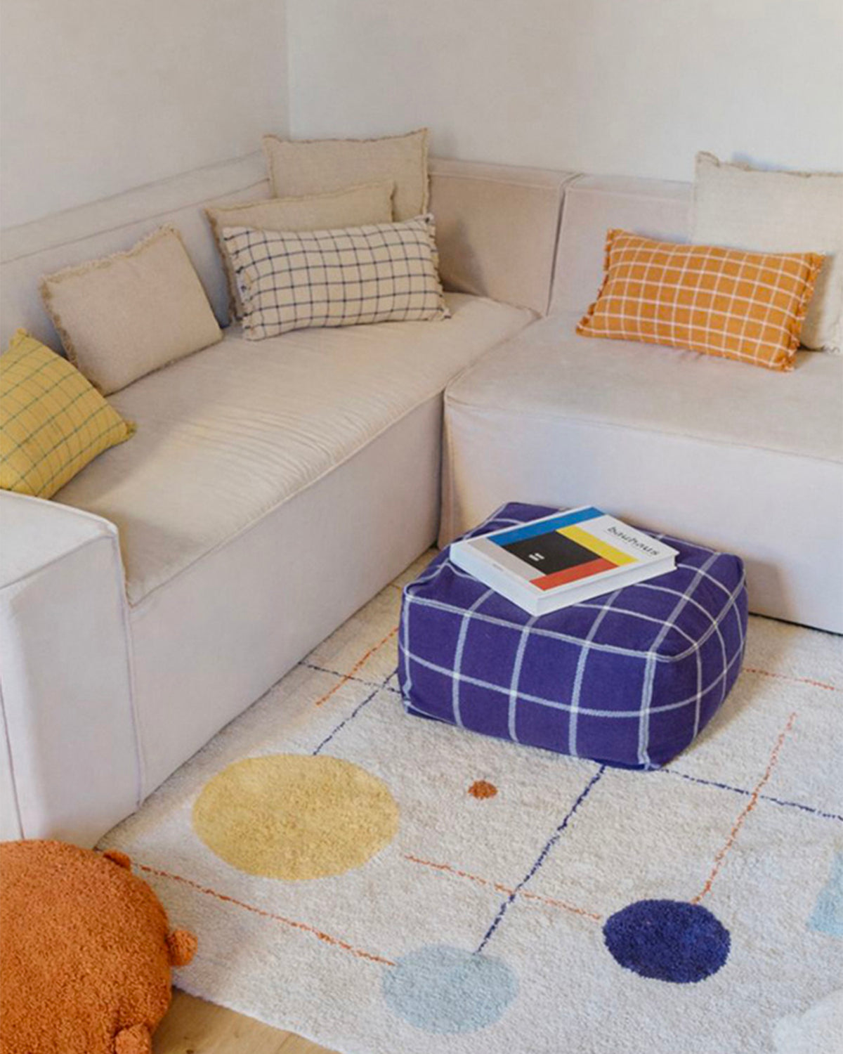 Pouf intrecciato a mano Geo Block