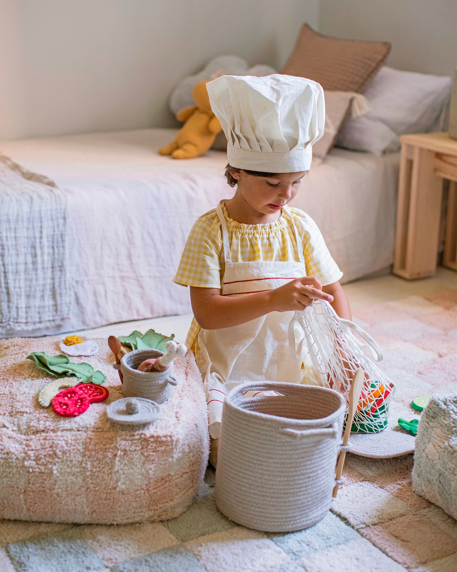 Pouf per bambini in cotone Vichy