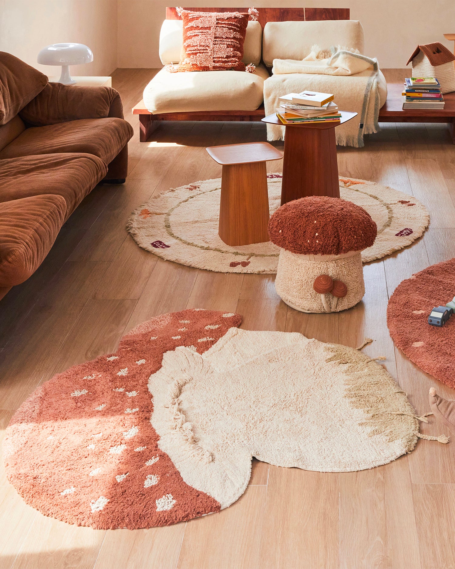 Tappeto lavabile in cotone realizzato a mano Boletus