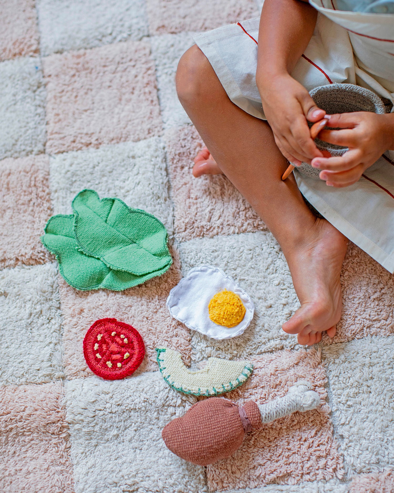 Tappeto lavabile in cotone realizzato a mano Tiles