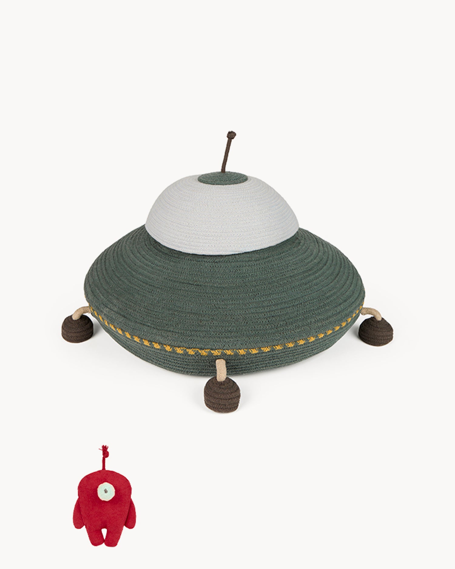 Cesto grande con coperchio realizzato a mano Ufo