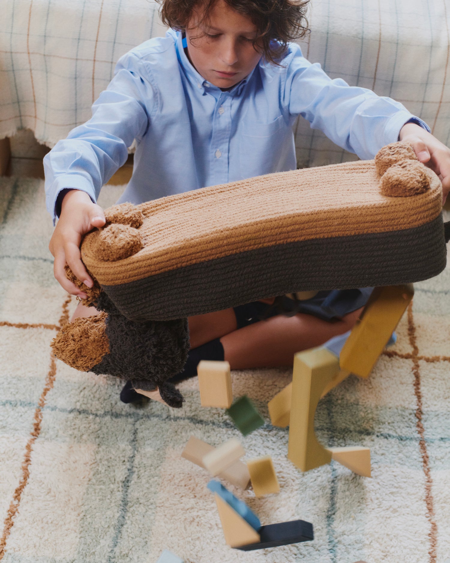 Tappeto lavabile in cotone realizzato a mano Tartan