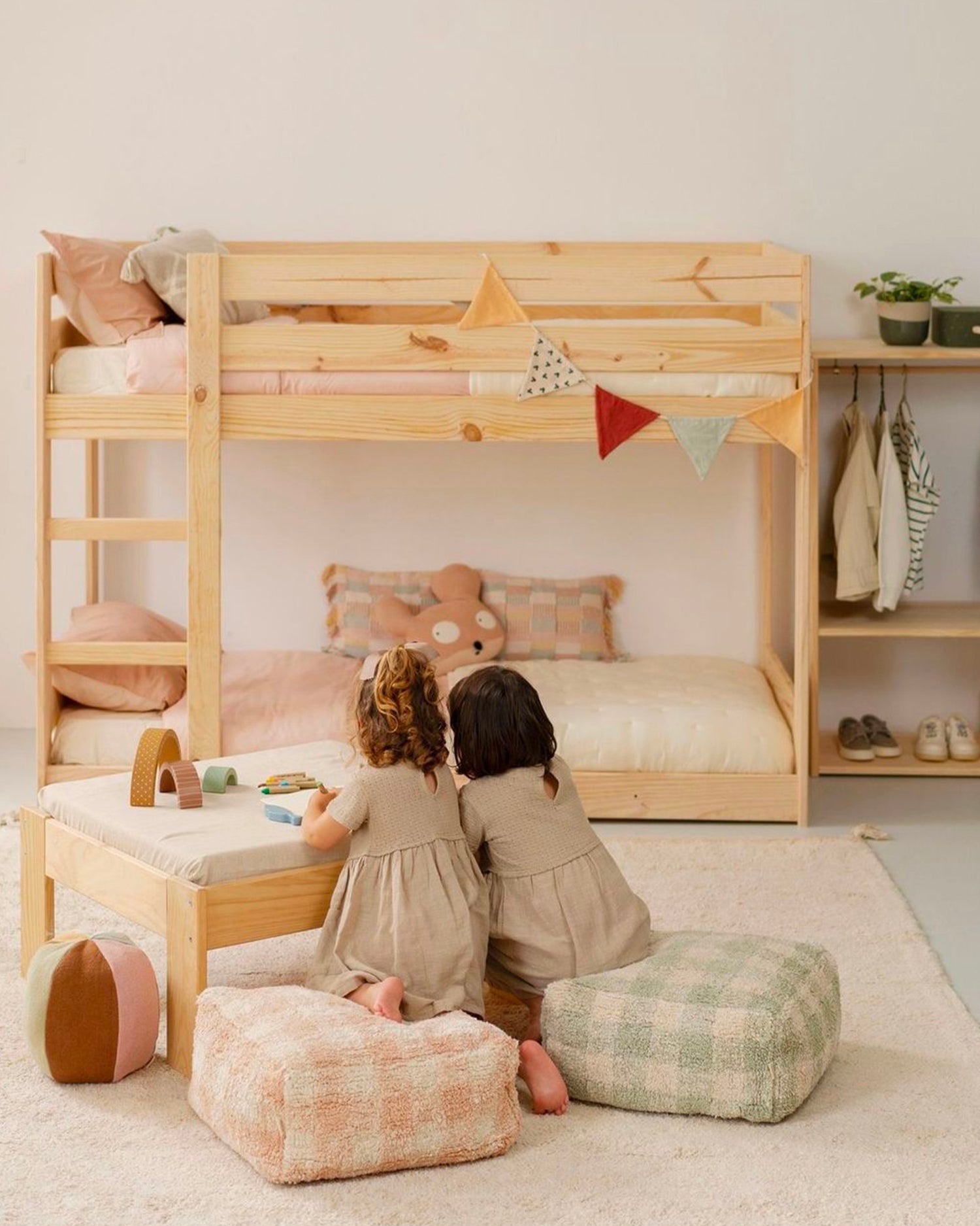 Pouf per bambini in cotone Vichy
