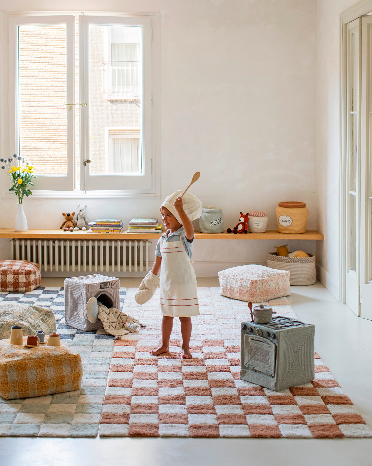 Tappeto lavabile in cotone realizzato a mano Tiles