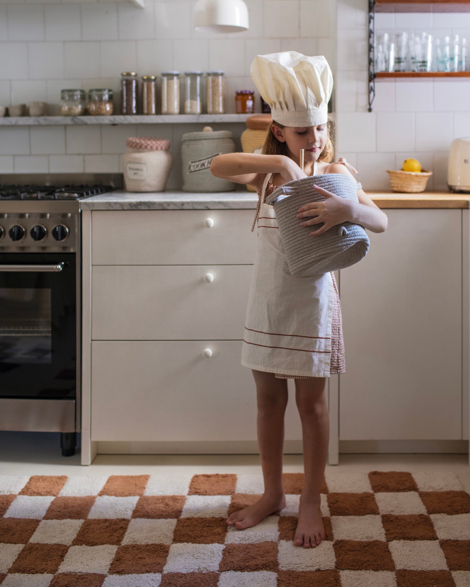 Tappeto lavabile in cotone realizzato a mano Tiles