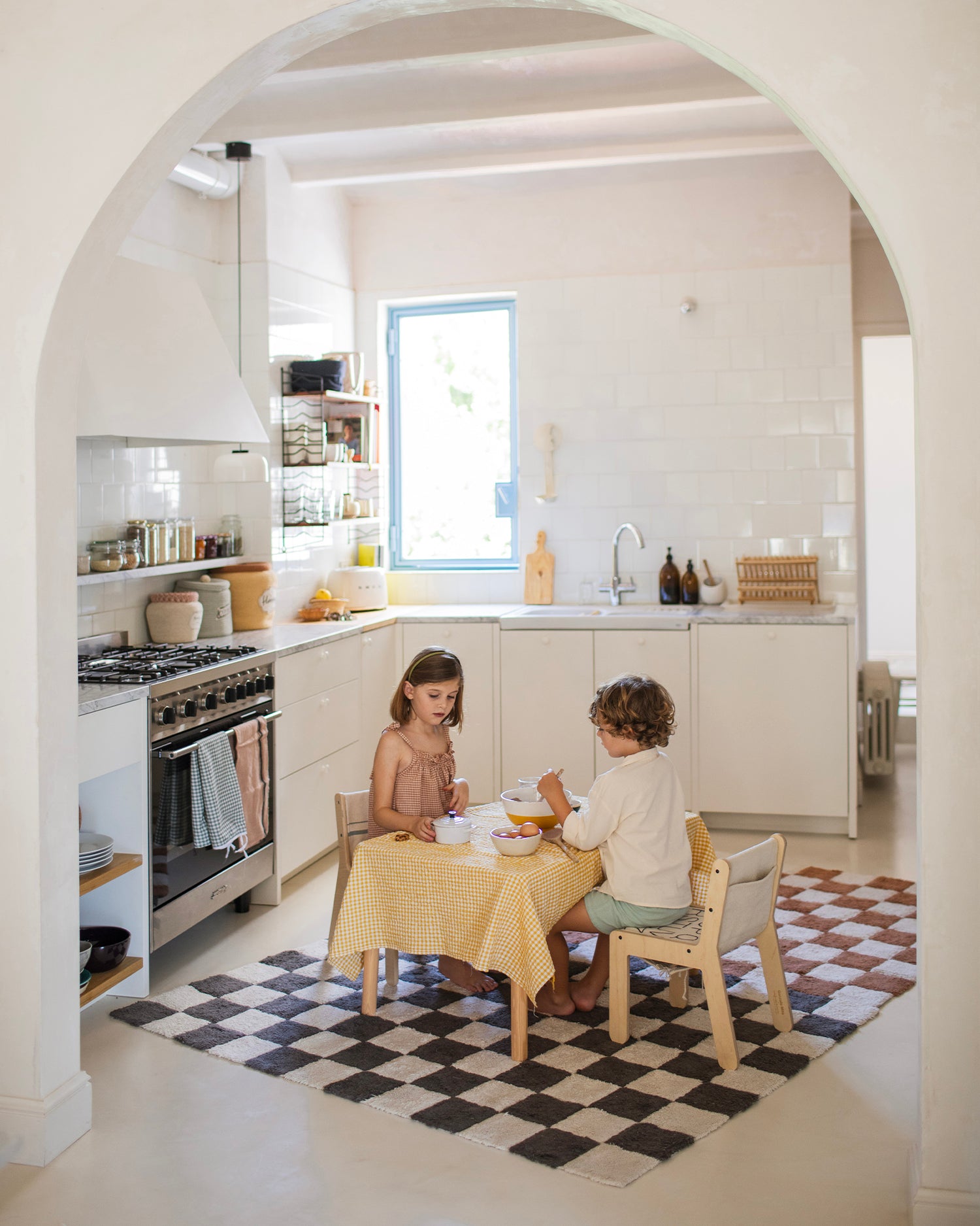 Tappeto lavabile in cotone realizzato a mano Tiles