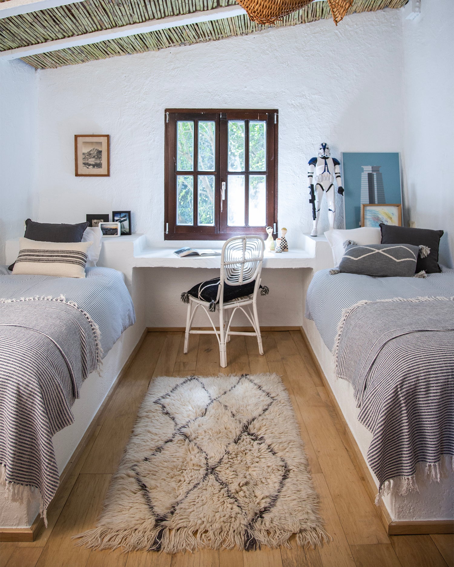 Tappeto lavabile in lana con frange realizzato a mano Berber Soul