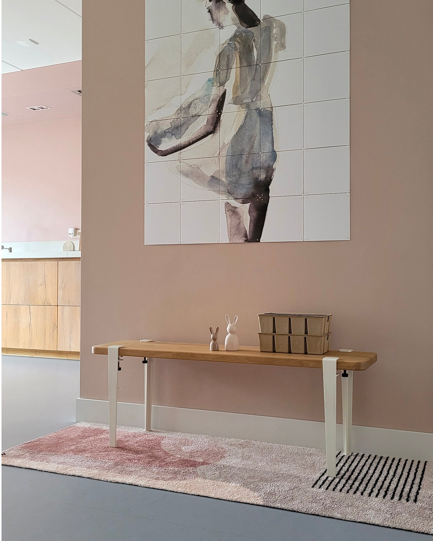 Runner lavabile con motivo geometrico moderno Alida