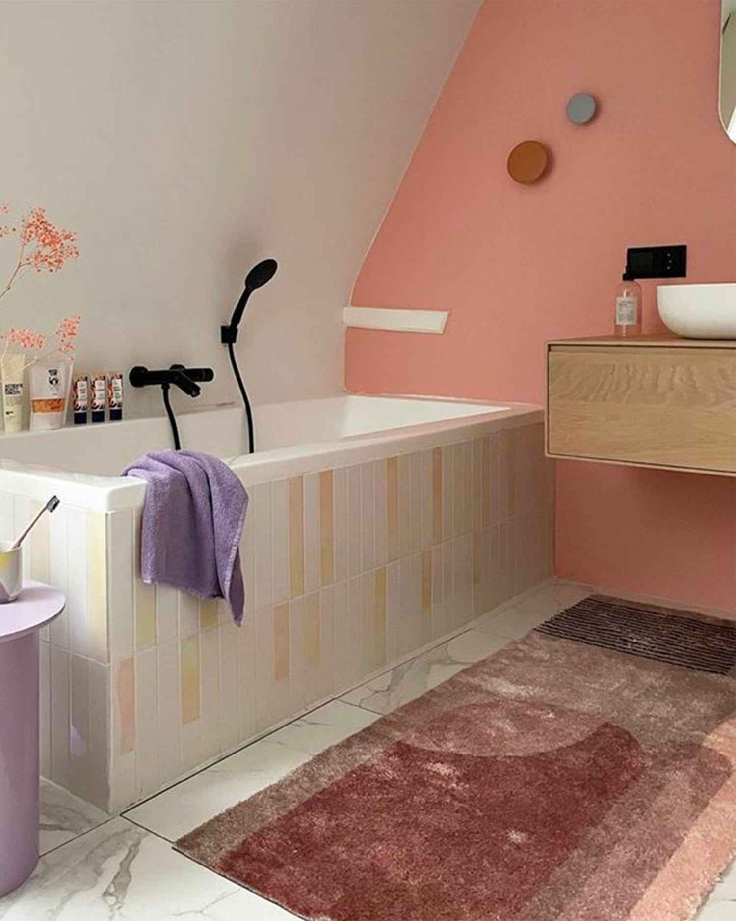 Runner lavabile con motivo geometrico moderno Alida