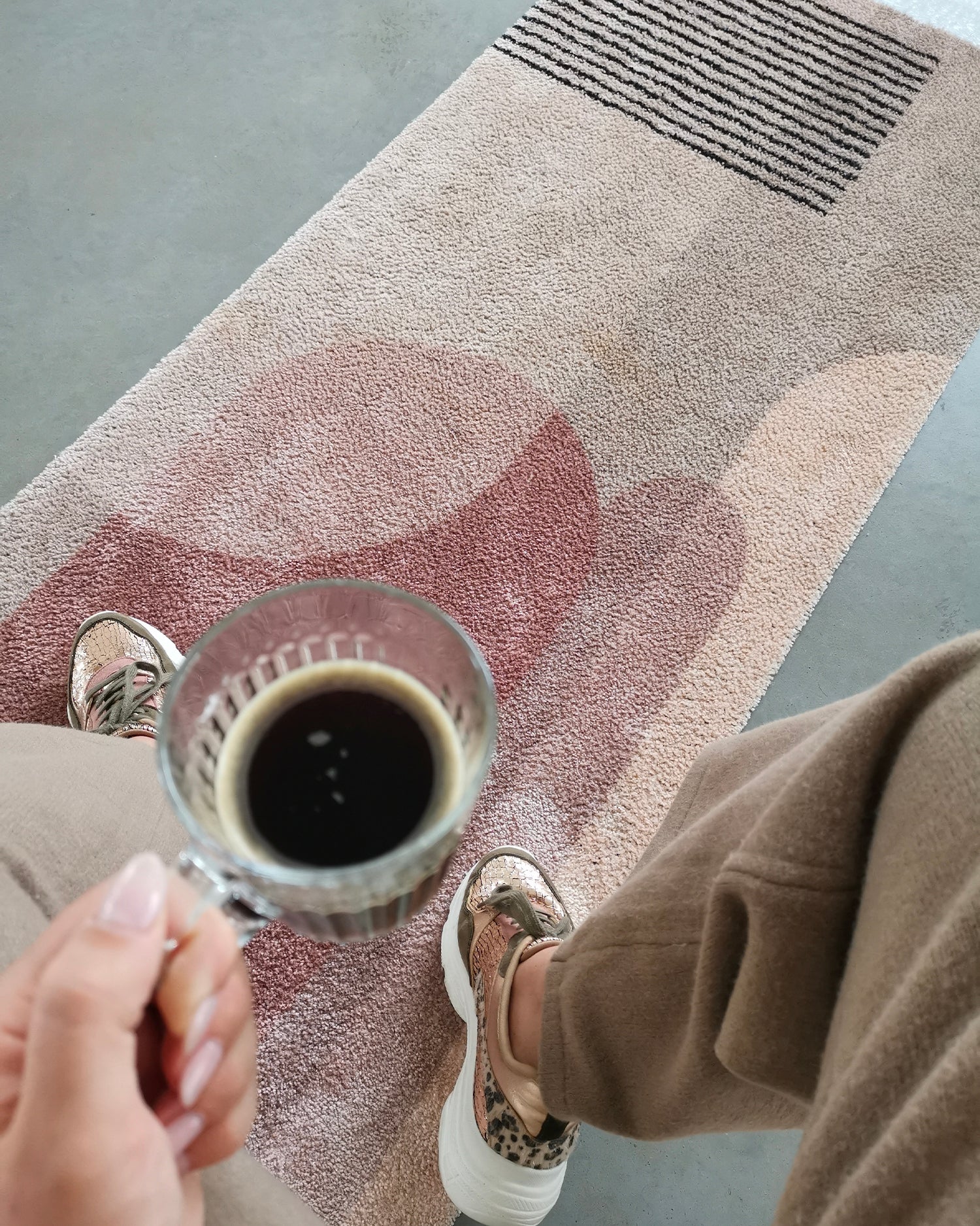 Runner lavabile con motivo geometrico moderno Alida