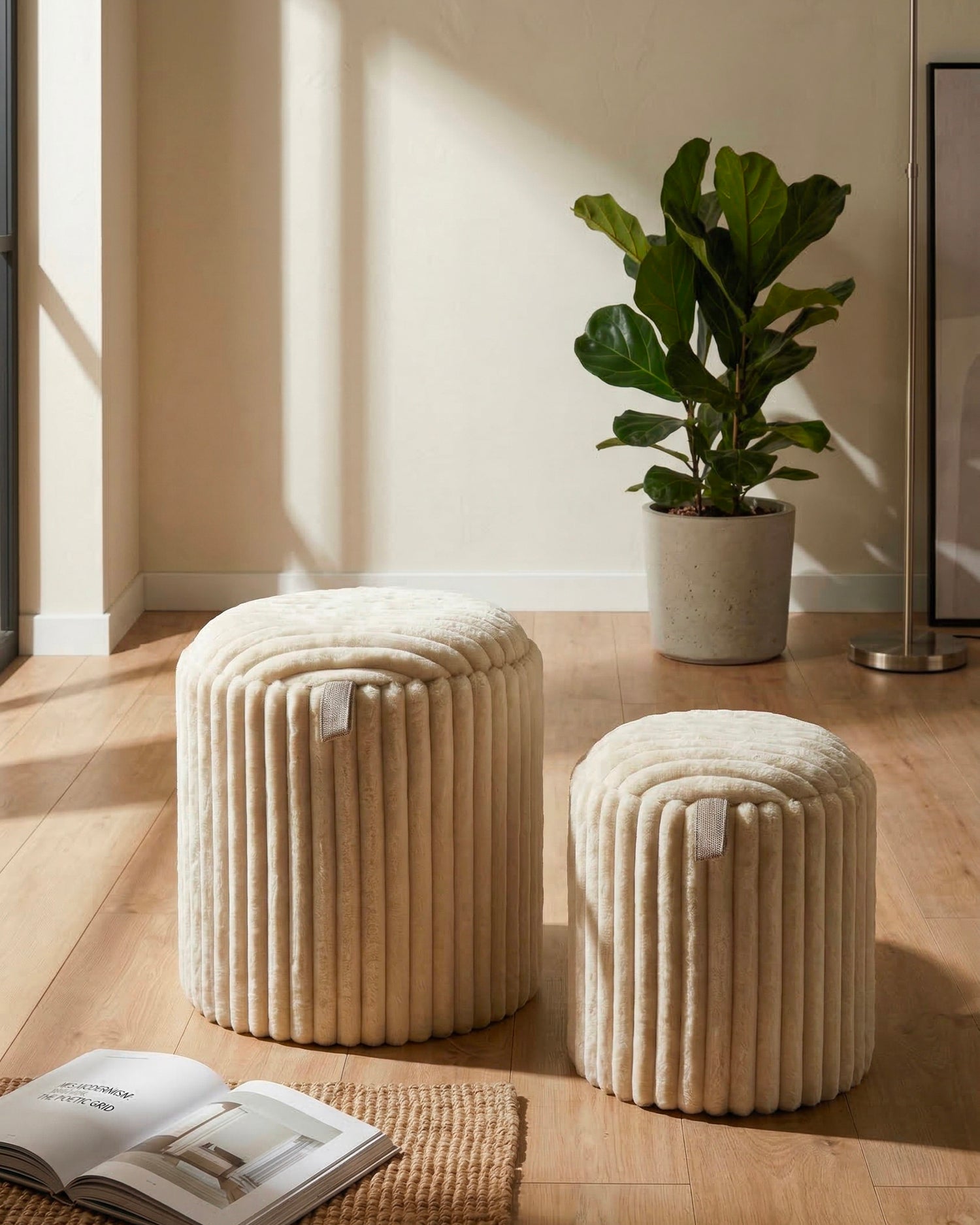 Set 2 pouf contenitori in velluto Goteborg