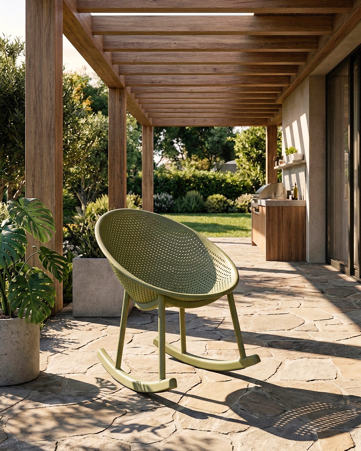 Set 2 sedie a dondolo da esterno in polipropilene Ibiza