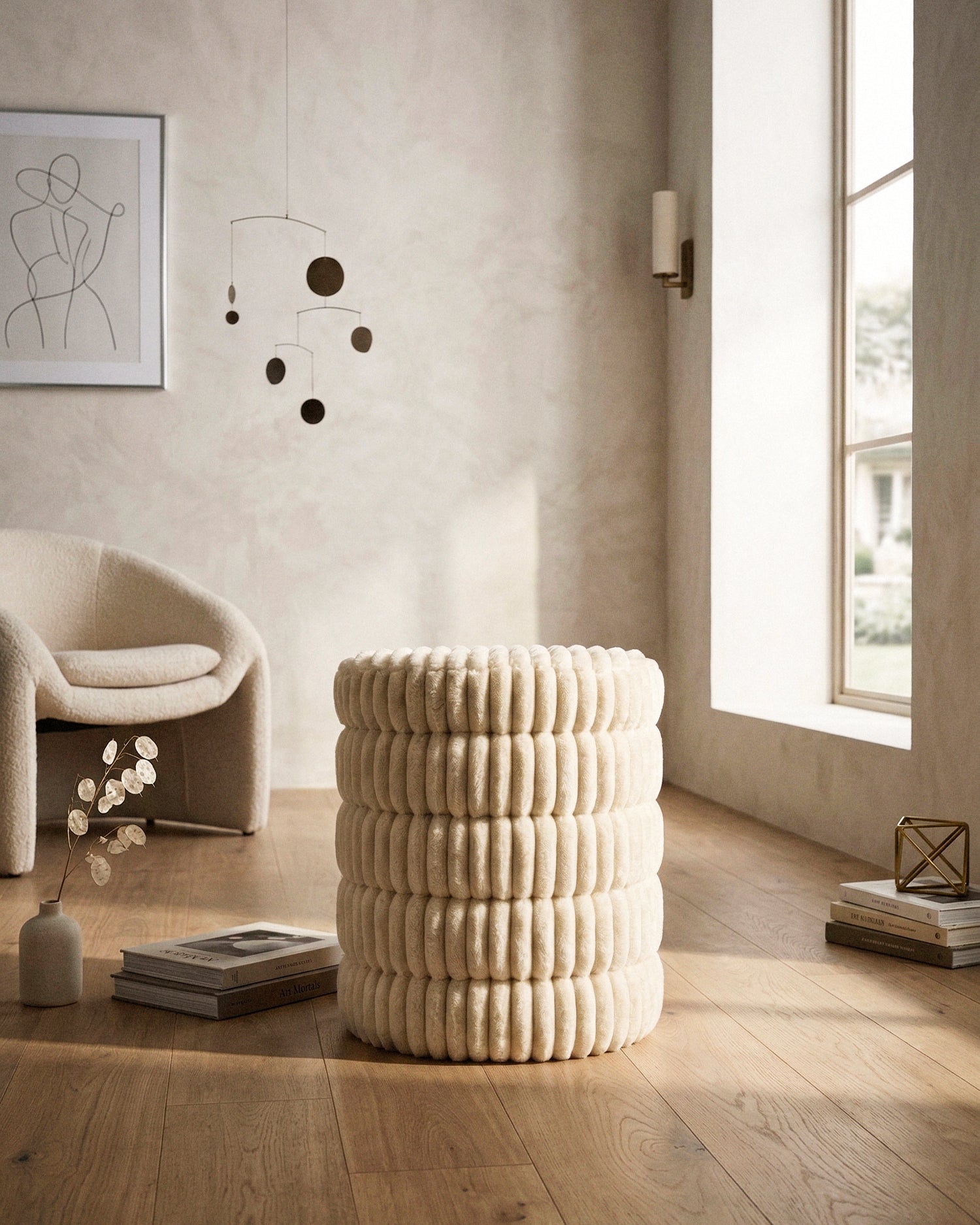 Pouf imbottito in velluto Goteborg Levels