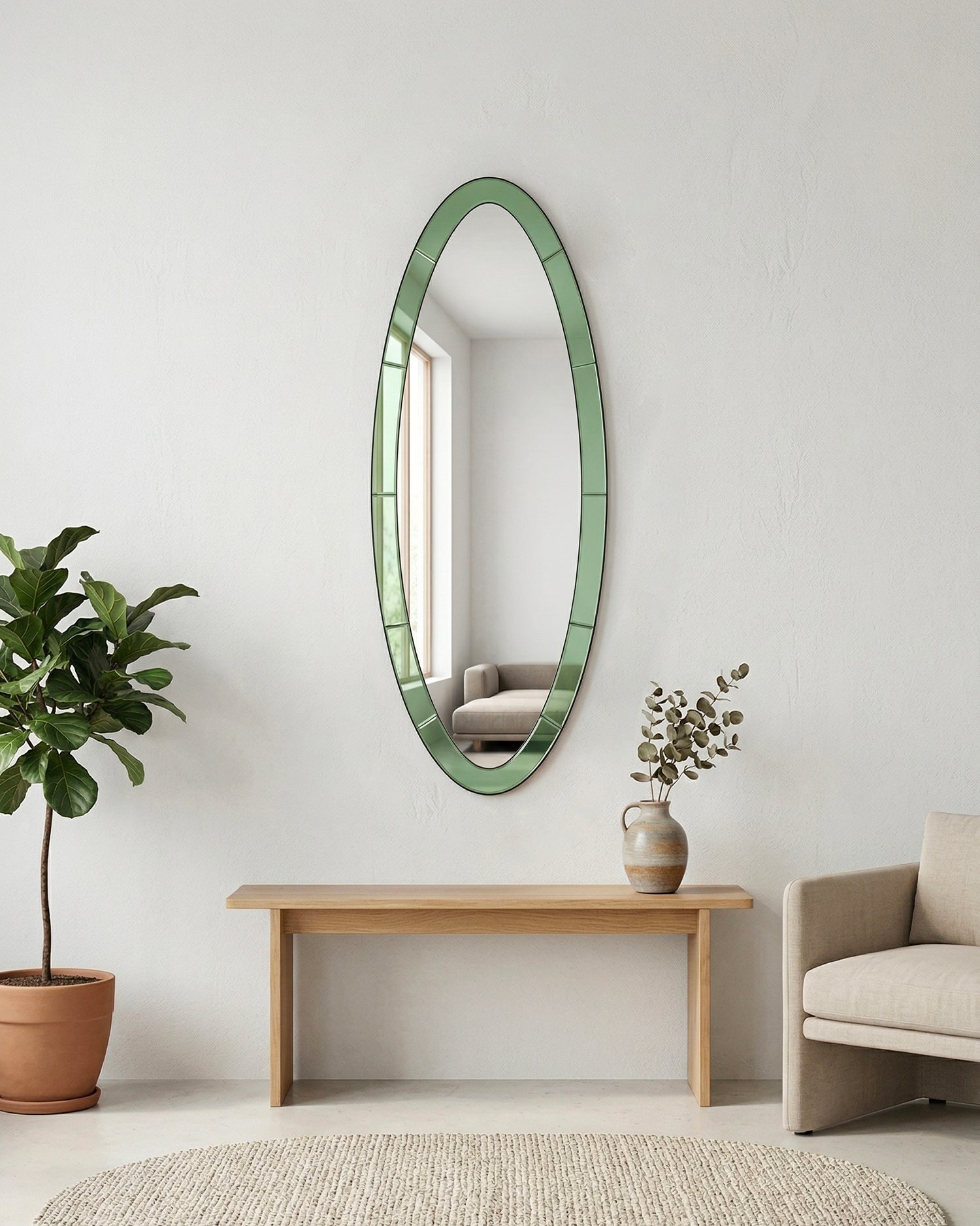 Specchio ovale con cornice in vetro Oslo