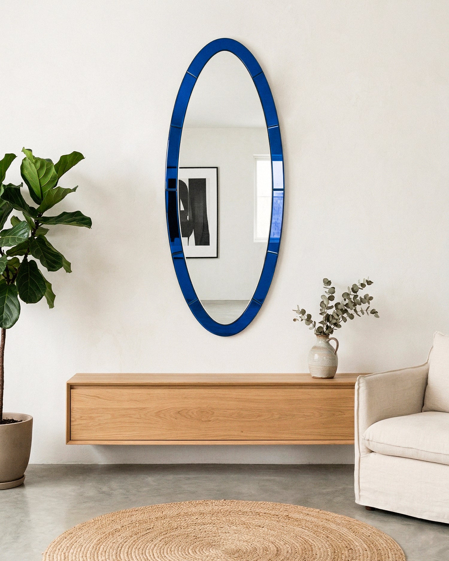 Specchio ovale con cornice in vetro Oslo