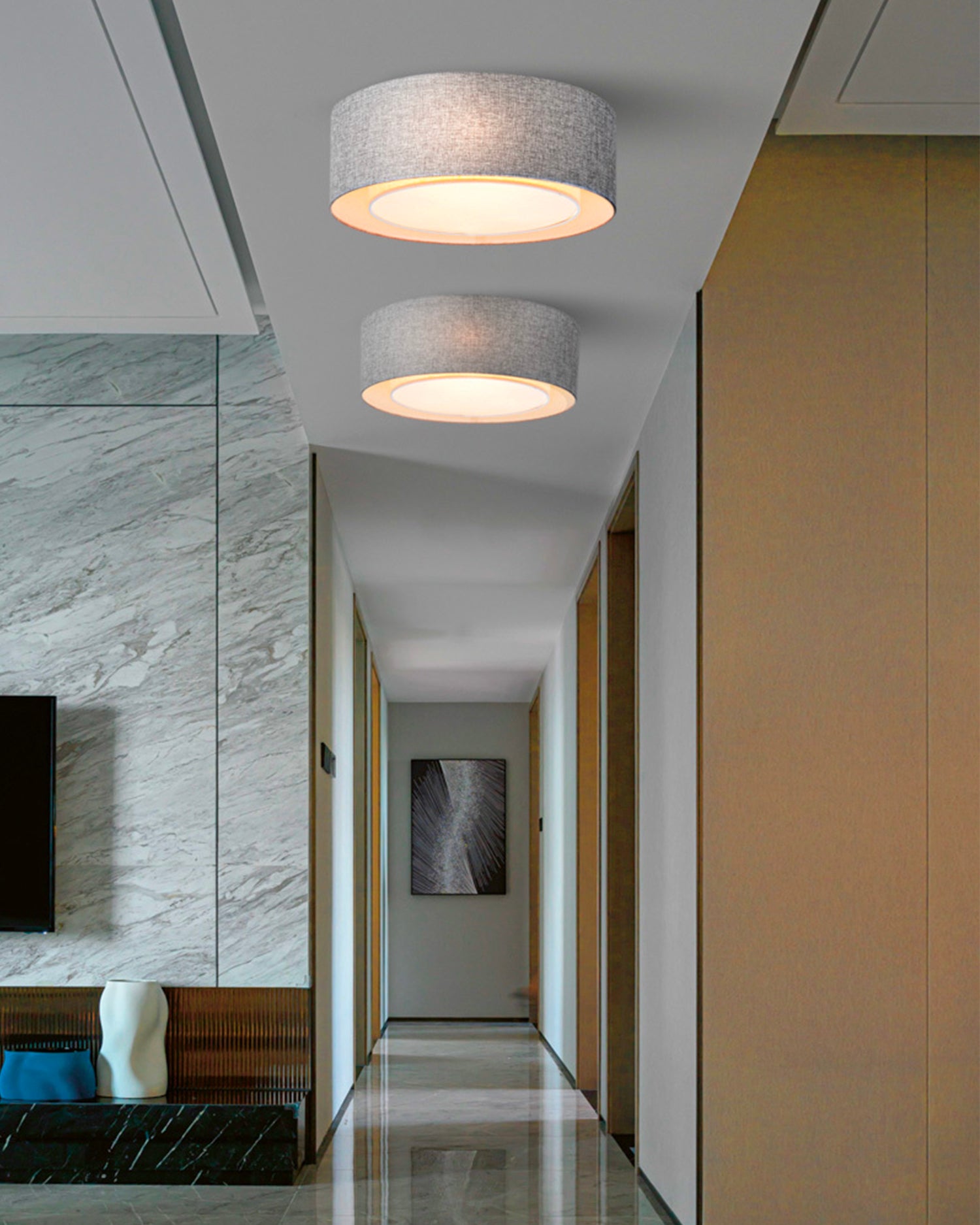 Lampada da soffitto in tessuto Bergamo