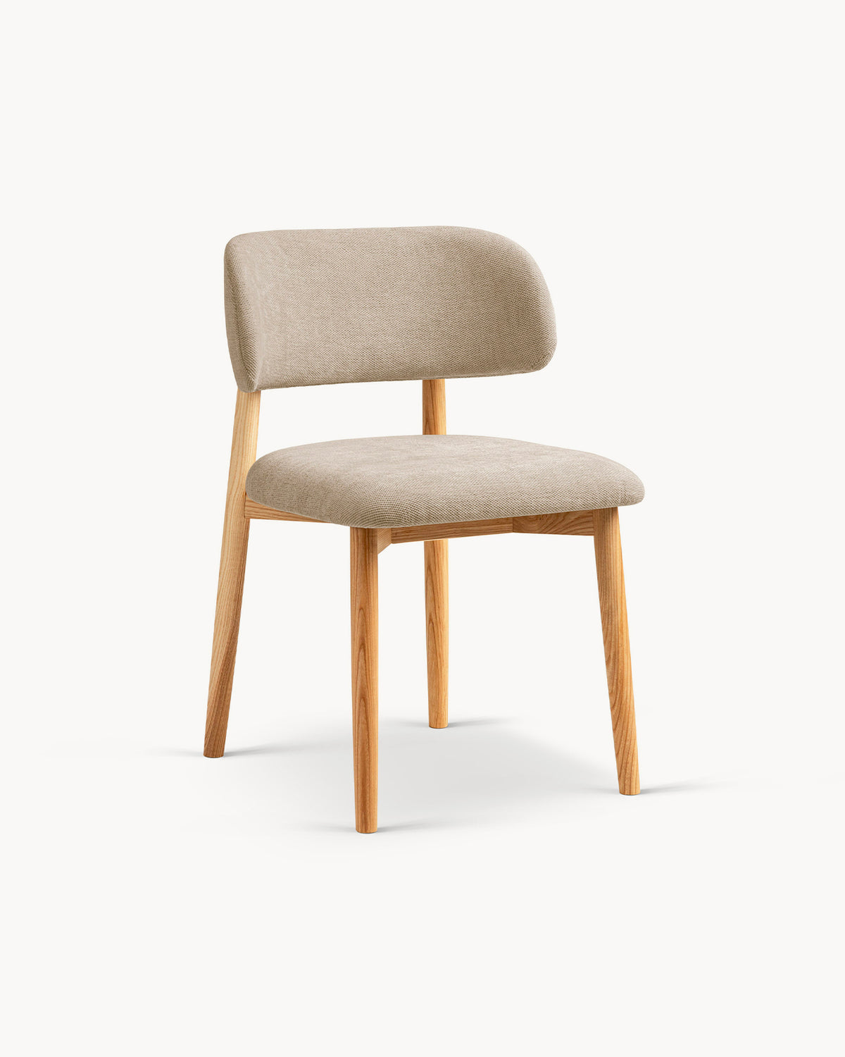 Sedia imbottita in chenille e legno Evan