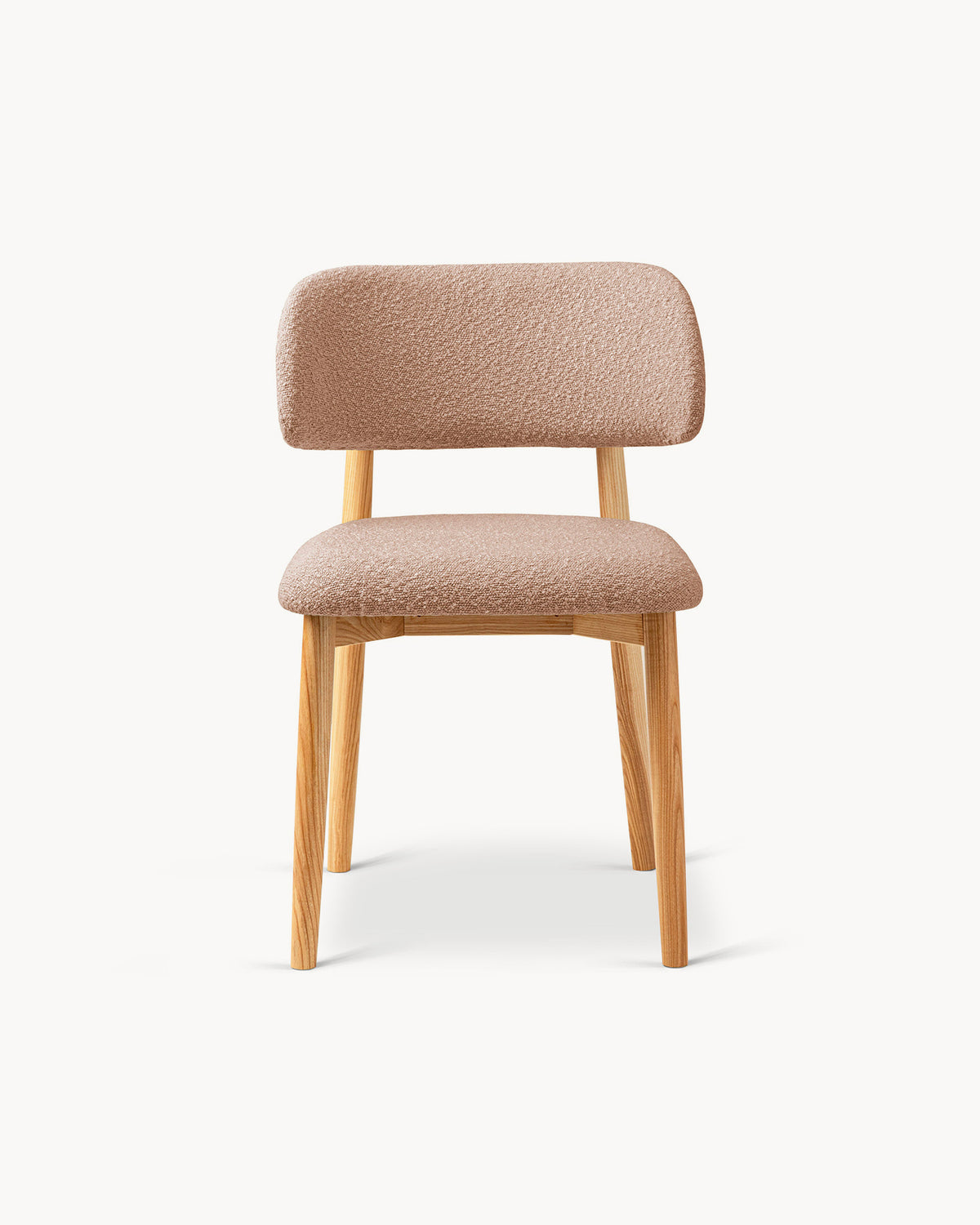 Sedia imbottita in bouclé e legno Evan