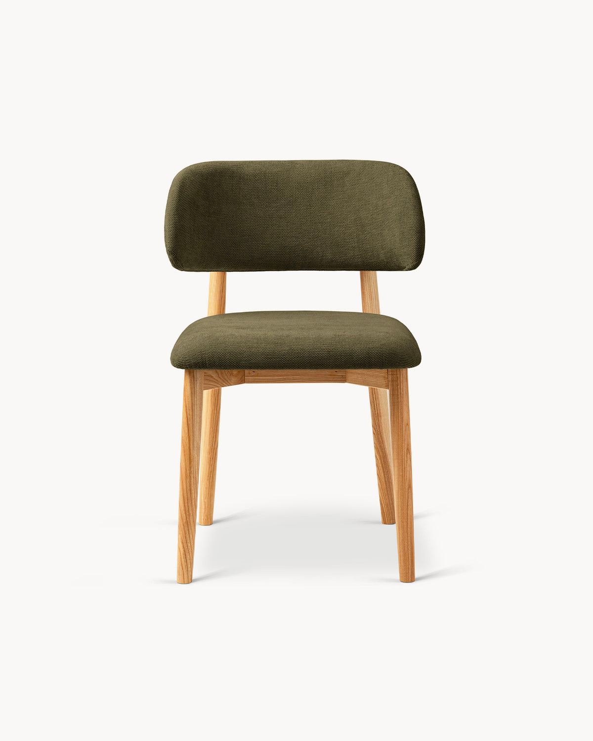 Sedia imbottita in chenille e legno Evan